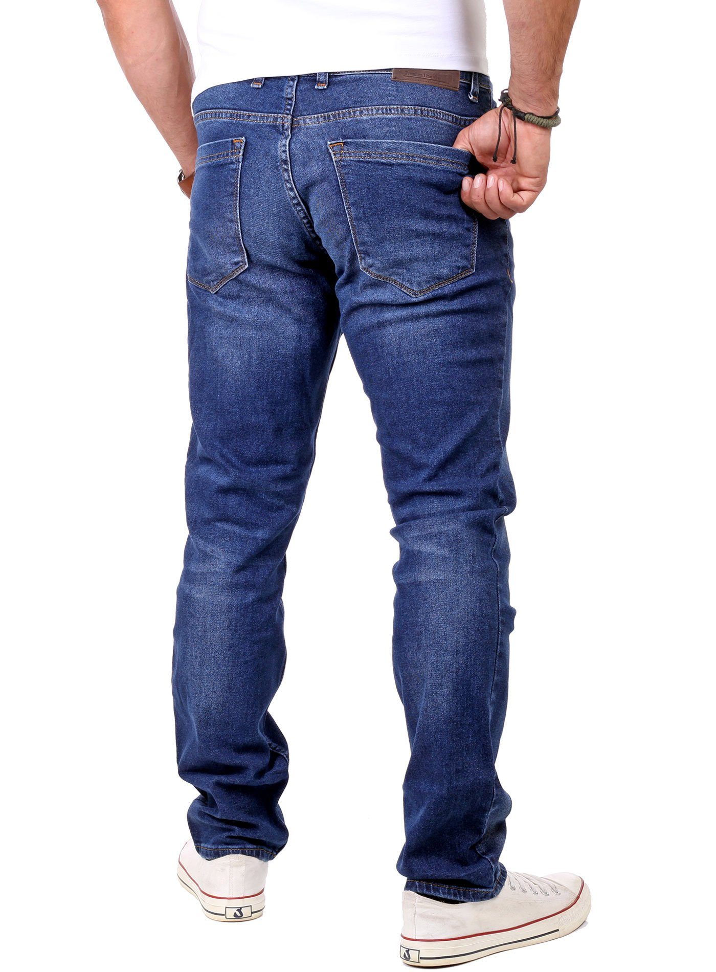 Reslad Destroyed-Jeans Reslad Look blau Destroyed Jeans-Hose Herren Fit Slim Denim Jeans Stretch Destroyed Slim Look Jeans Fit