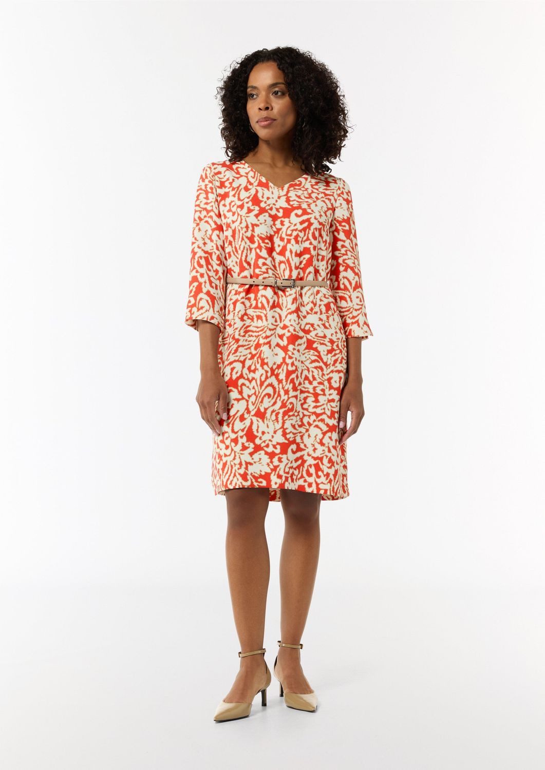 Comma Minikleid Crêpe-Kleid (1-tlg) V-Ausschnitt, 3/4-Arm, günstig online kaufen