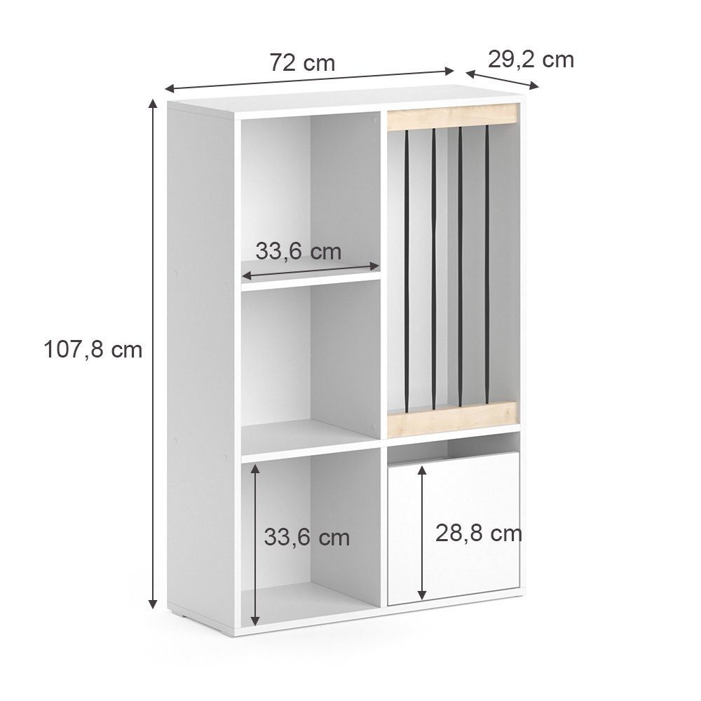 Vicco Bücherregal Luigi, Weiß, 72 x 107.8 cm, 1-tlg.