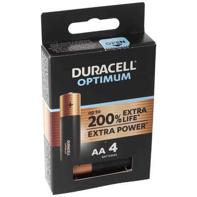 Duracell Duracell Optimum AA Mignon Alkaline-Batterien, 1.5V LR6 MX1500, 4er-P Batterie