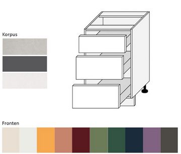 Feldmann-Wohnen Unterschrank Tivoli (Tivoli, 1-St) 50cm Front- und Korpusfarbe wählbar mit 3 Schubladen (Teilauszug)