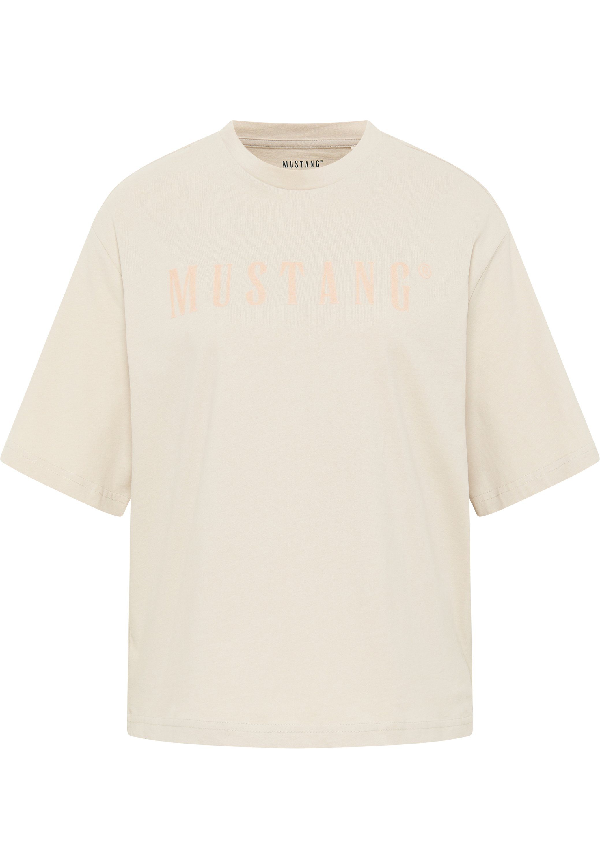 MUSTANG Kurzarmshirt T-Shirt Mustang T-Shirt beige