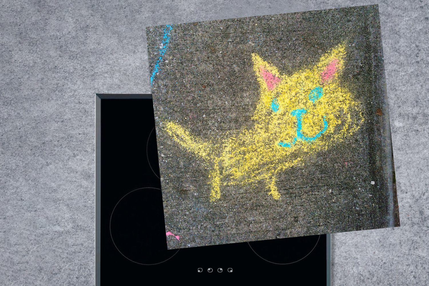 78x78 (1 Arbeitsplatte für Katze, cm, Vinyl, von MuchoWow Straßenkunst tlg), Ceranfeldabdeckung, einer küche Herdblende-/Abdeckplatte