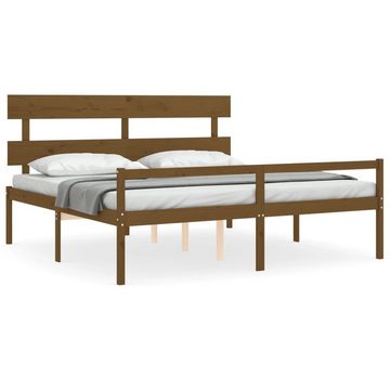 furnicato Bett Seniorenbett mit Kopfteil 200x200 cm Honigbraun Massivholz