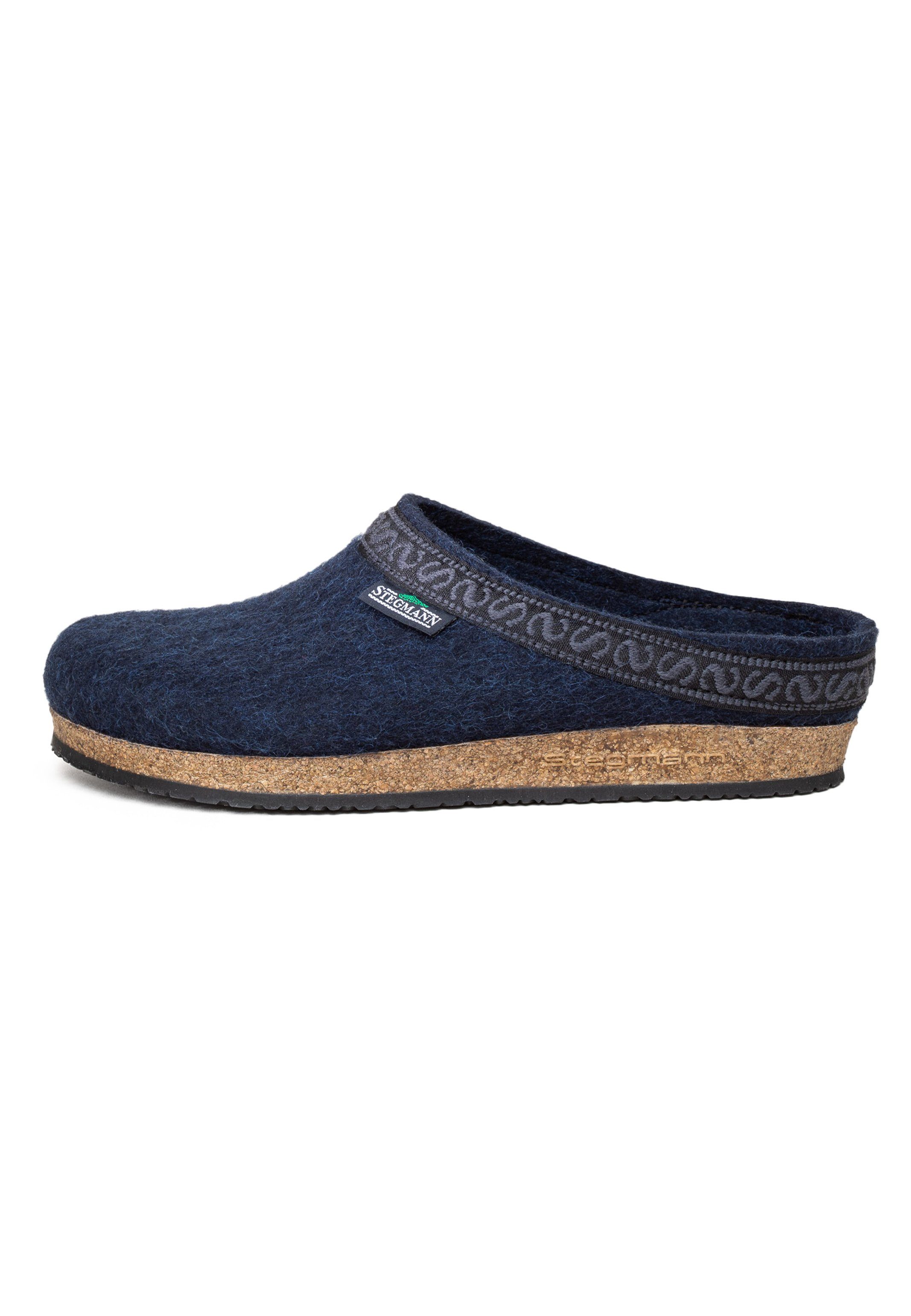 Stegmann Filz Clog Clogs - Hausschuh aus Merinowolle, Flexibles Kork-Latex-Fußbett Navy