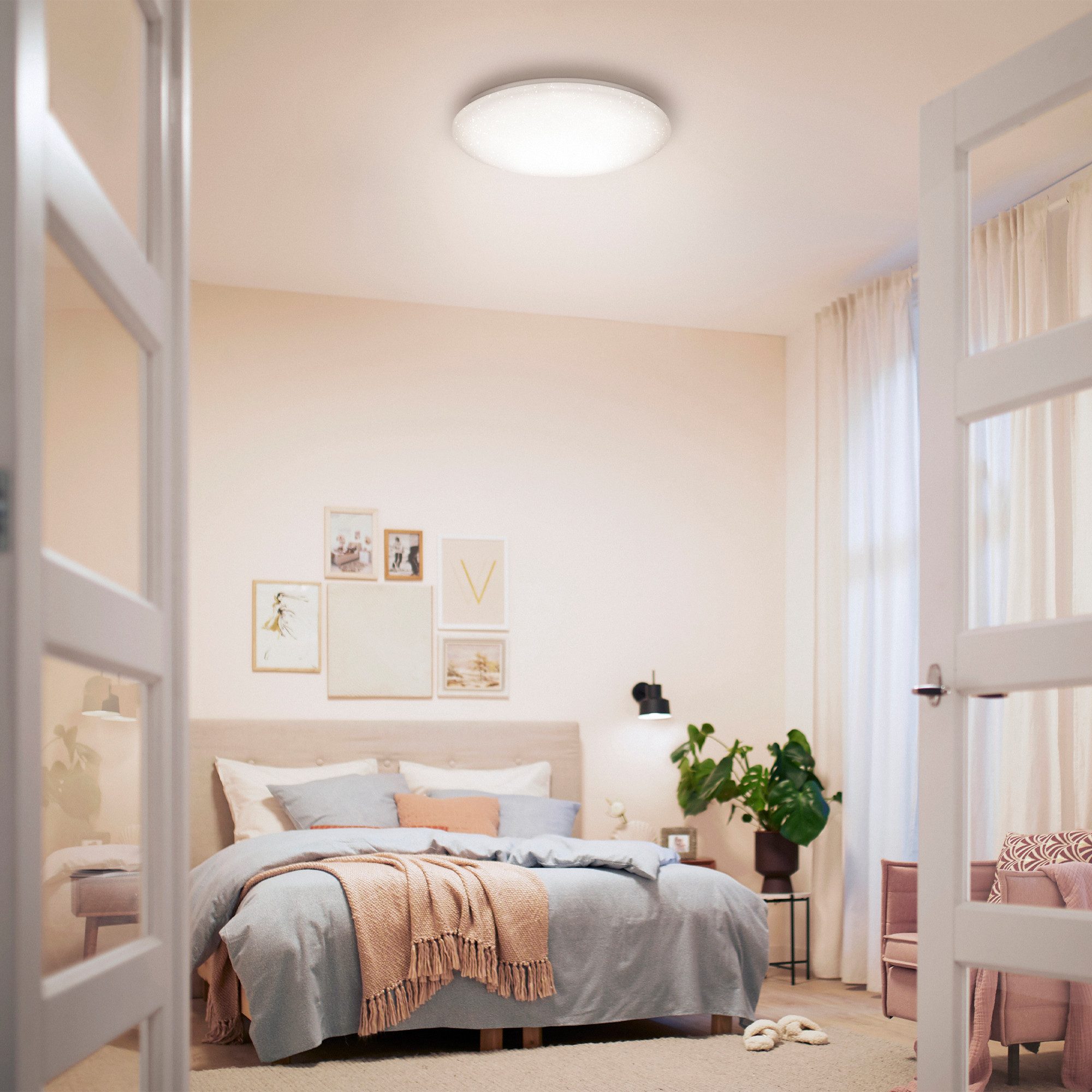 Philips LED Deckenleuchte Moire CL200, kaltweiß (4000K), rund, weiß, LED fest integriert, Kaltweiß, Sternenlichtoptik