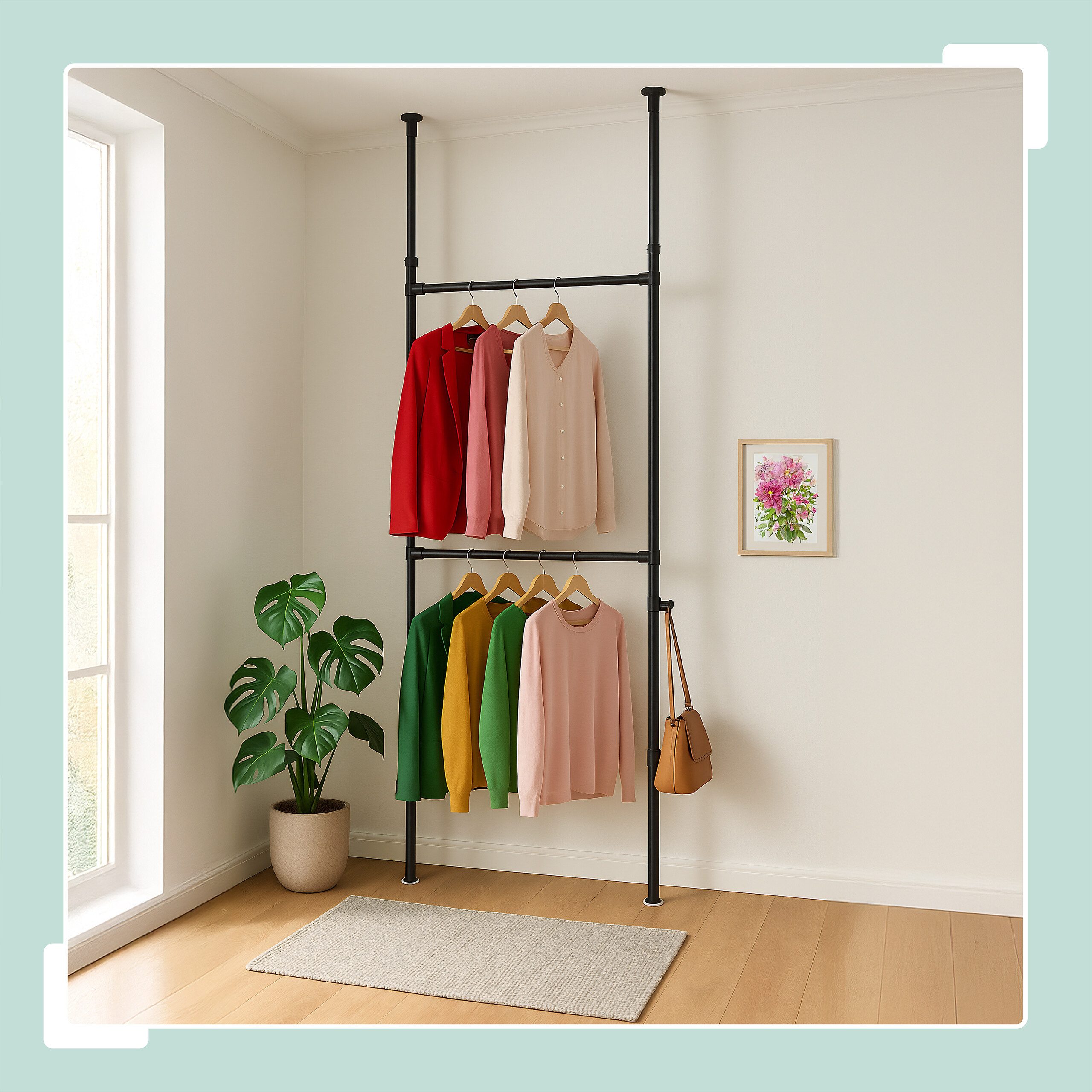 relaxdays Teleskopregal Garderobensystem Teleskop 165–300 cm