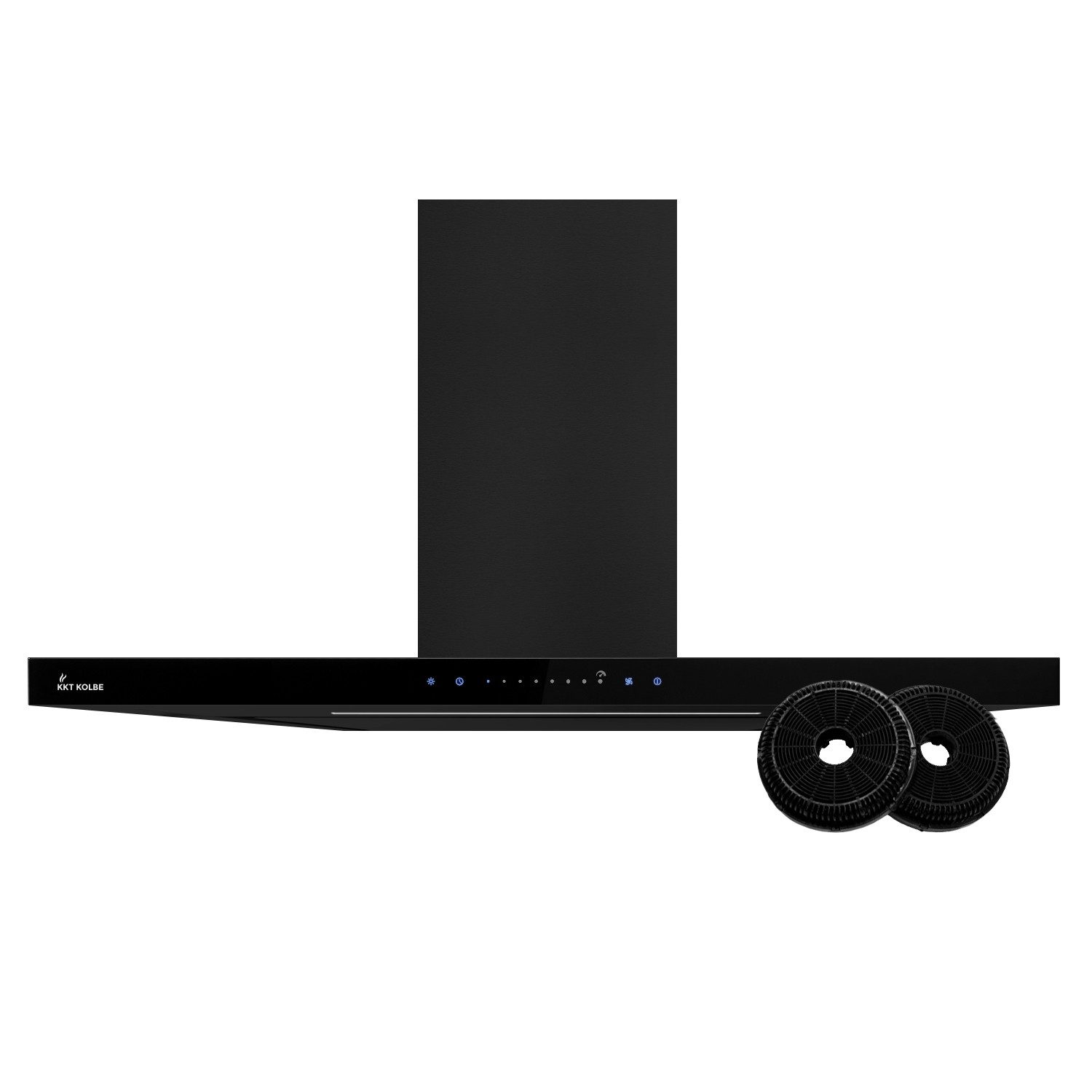 KKT KOLBE Wandhaube Wandhaube Dunstabzugshaube 90cm FLAT9006S Abzugshaube / Edelstahl / Schwarz / Glas / WIFI / 9 Stufen / LED