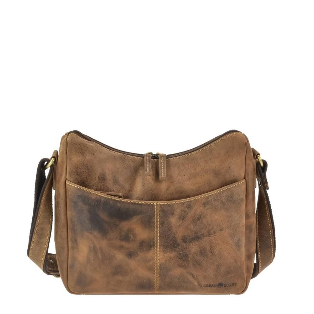 Umhängetasche "Vintage" Schultertasche Leder Damen 30x24cm antikbraun