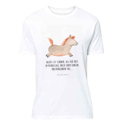 Mr. & Mrs. Panda T-Shirt Pferd springt - Weiß - Geschenk, Hoftiere, reiten, Landwirtin, Damen, (1-tlg)