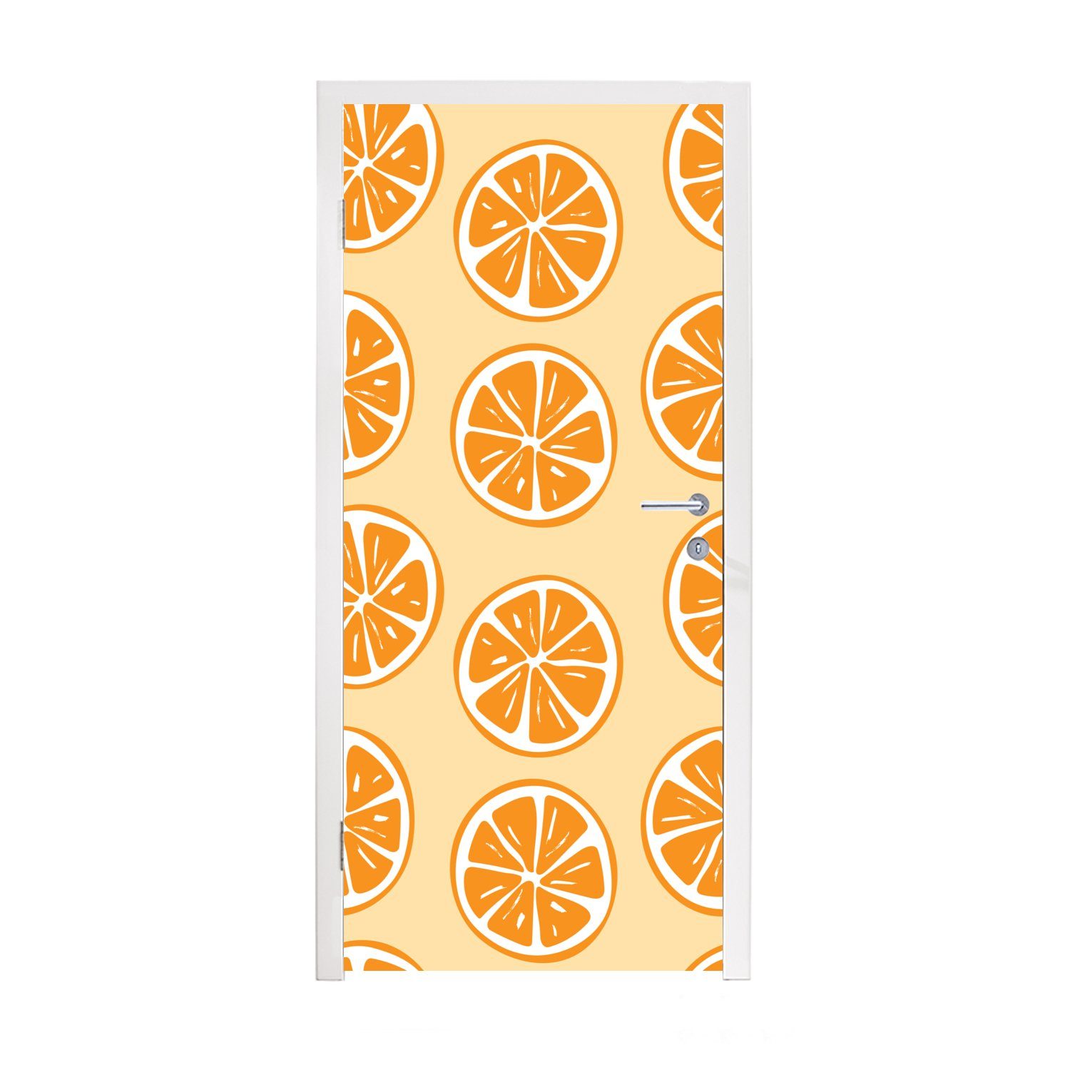 MuchoWow Türtapete Matt, (1 Orange für Tropisch, Tür, 75x205 Obst - - Türaufkleber, bedruckt, St), cm Fototapete