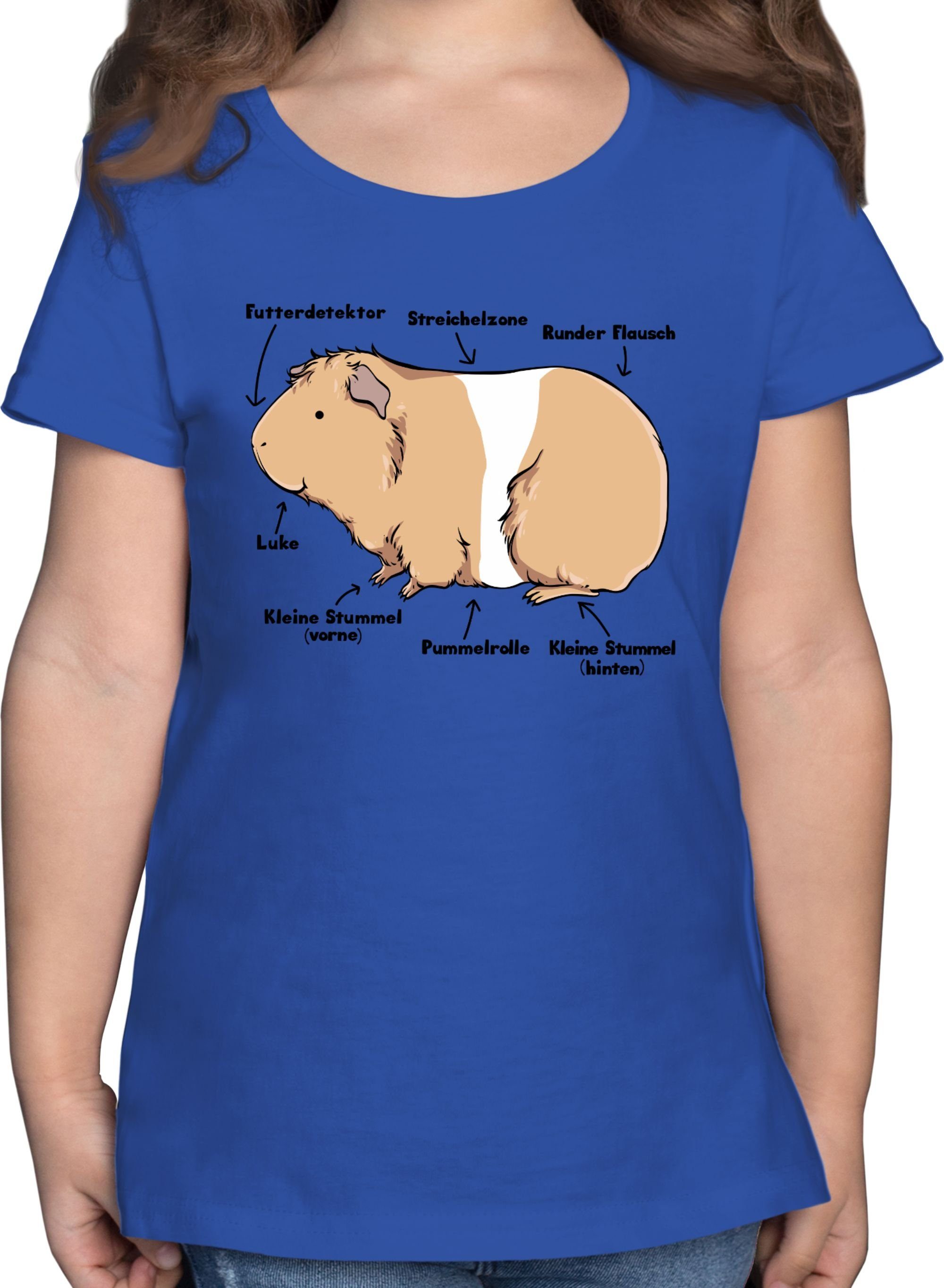 Shirtracer T-Shirt Meerschwein Anatomie Tiermotiv Animal Print 2 Royalblau