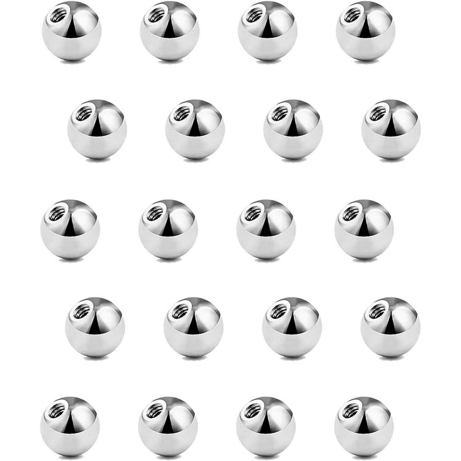 Besyvvin Nasenpiercing 20er Piercing Kugel 1.2 mm Chirurgenstahl 3 mm Ersatzkugeln