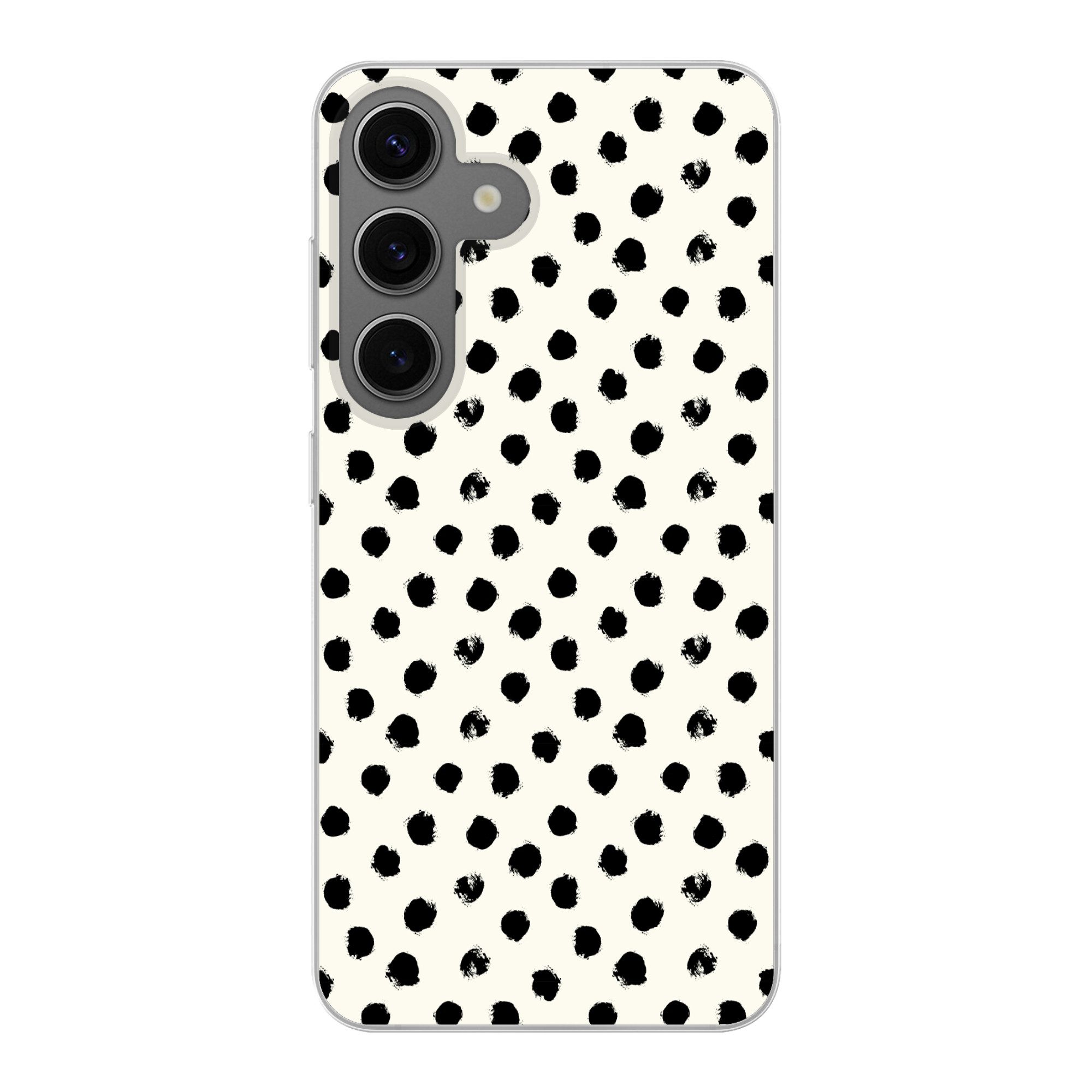 MuchoWow Handyhülle für Samsung Galaxy S24 Polka dots - Schwarz - Weiß - Druck - Minimalis, Phone Case, Silikon, Schutzhülle Dünn