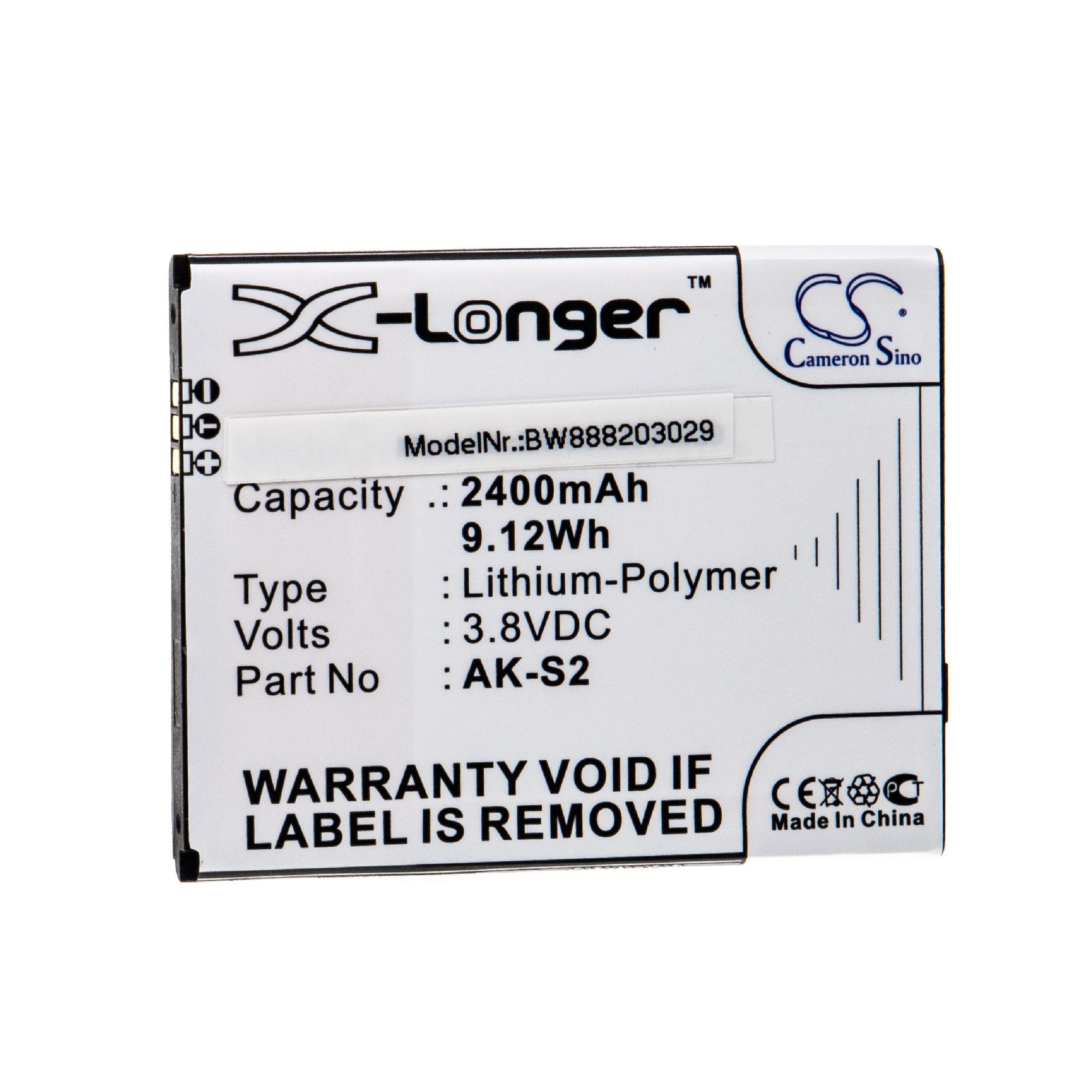 vhbw Akku passend für Emporia Smart 2 Smartphone / Mobilfunk (2400 mAh, 3,8 Smartphone-Akku Akku Li-Polymer 2400 mAh (3,8 V), Leistungsfähiger Austausch-Akku für Telefon, Smartphone