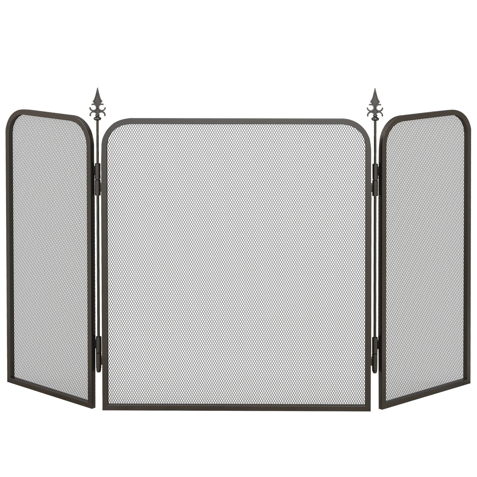FELIXLEO Funkenschutzgitter Funkenschutz für Kamine, klappbar, Metall, 96x1,3x56 cm, Schwarz