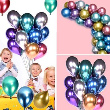 SOTOR Luftballon Luftballons Metallic,50 Stück Luftballons Bunt,Latex Luftballons, Geburtstagsfeier Einfarbige Luftballons