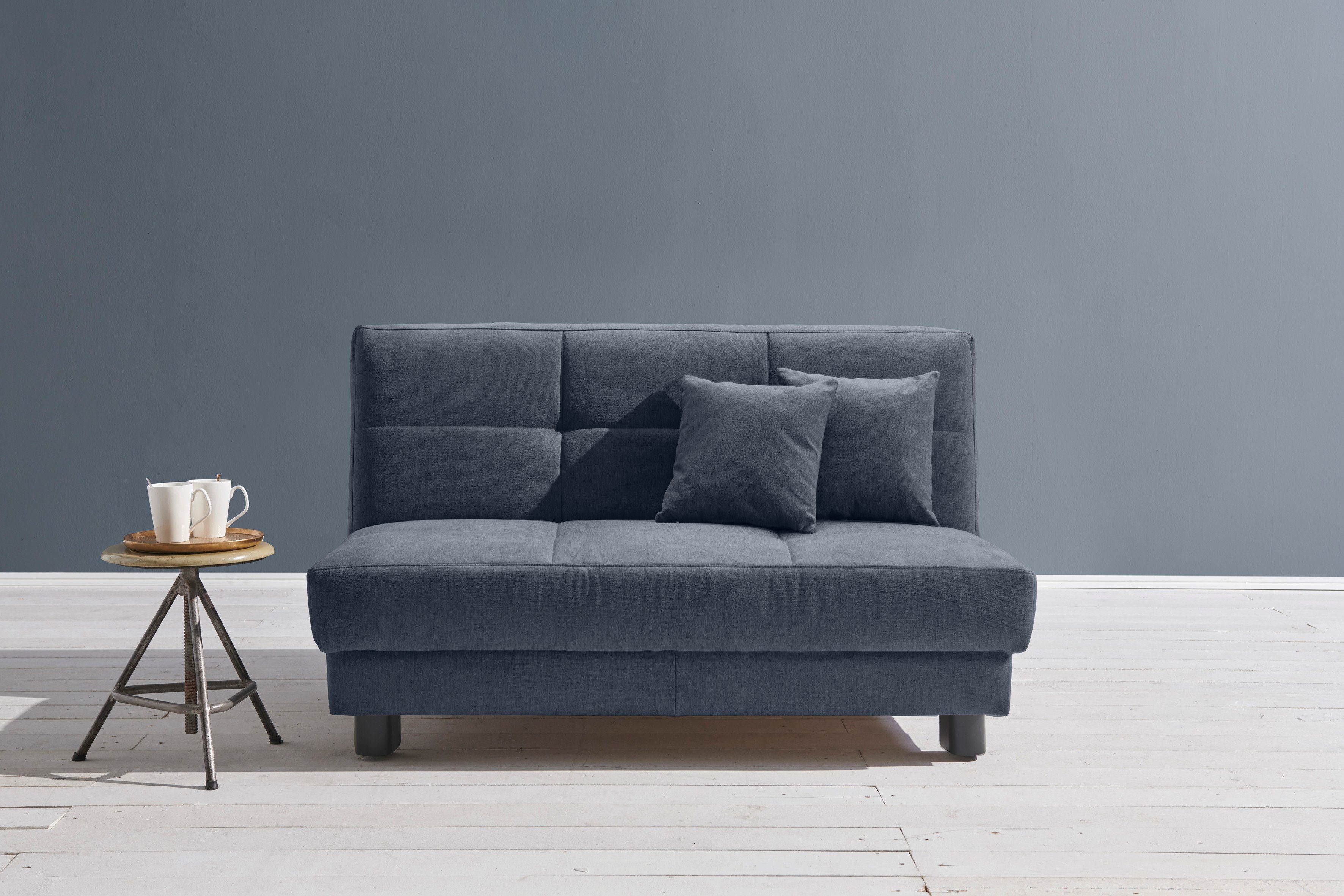 ell + ell Schlafsofa Tilda, Breite 125 cm, inkl. 2 Zierkissen dunkelblau