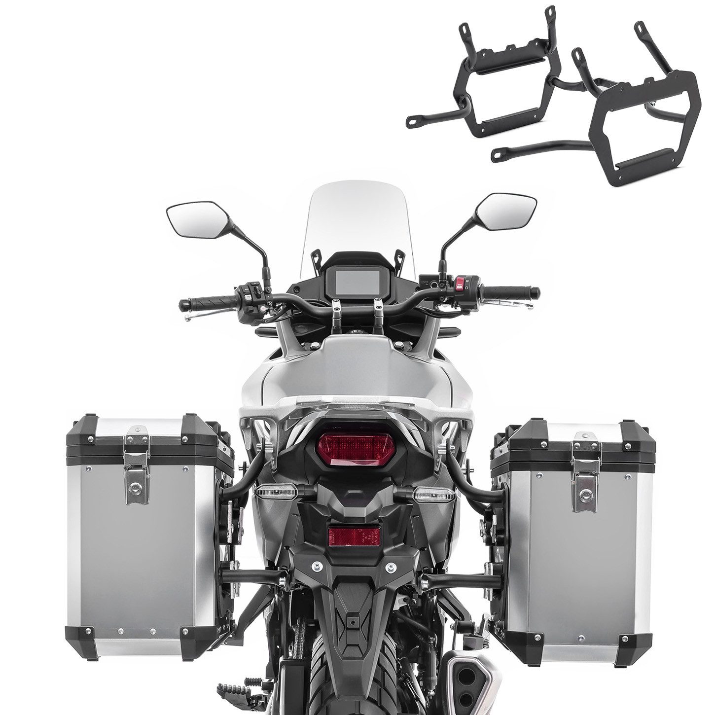 Bagtecs Koffer Set Alukoffer + Kofferträger passend für Honda Transalp XL 750 23-25 X