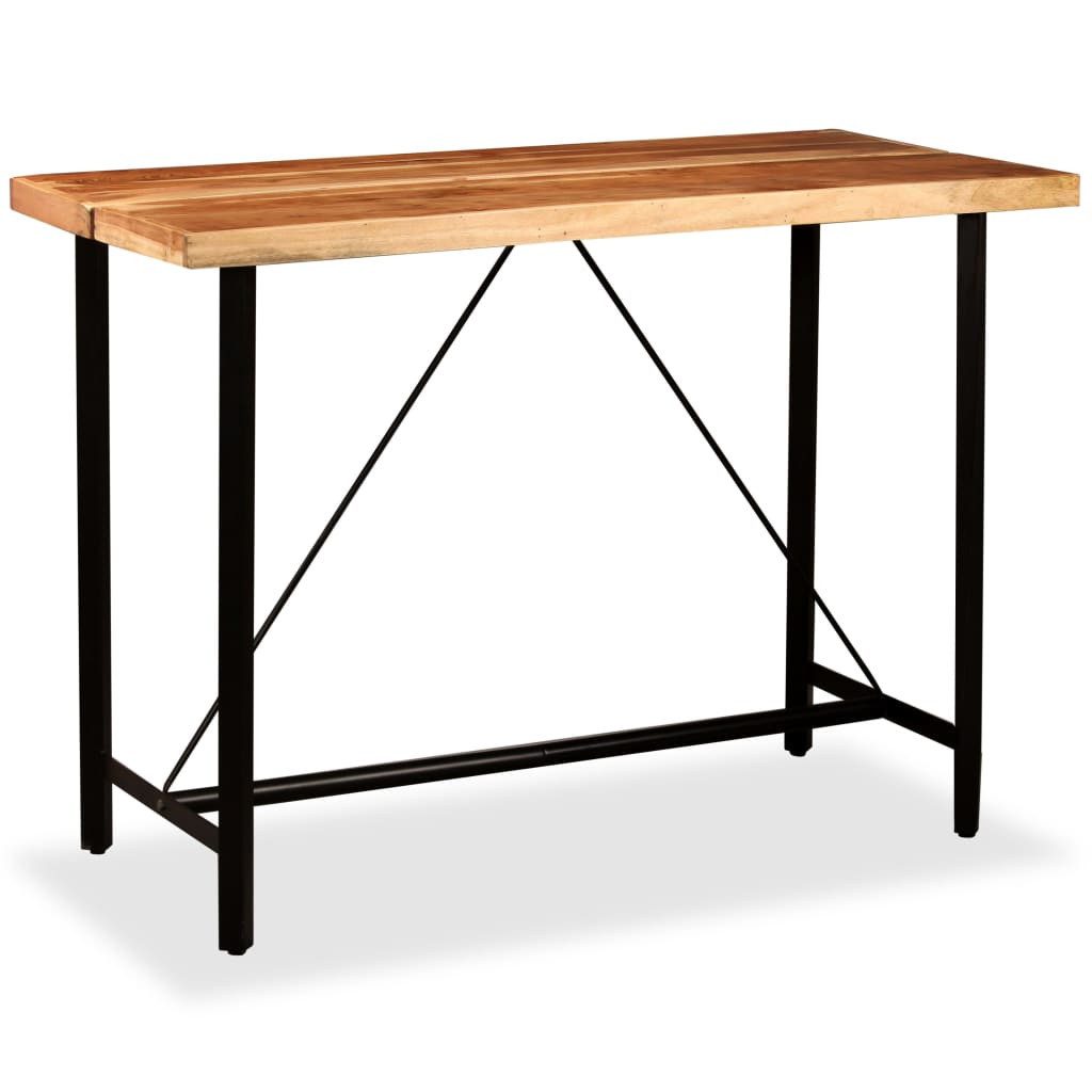 vidaXL Essgruppe Bar-Set 7-tlg. Massivholz, Echtleder und Canvas, (6-tlg)