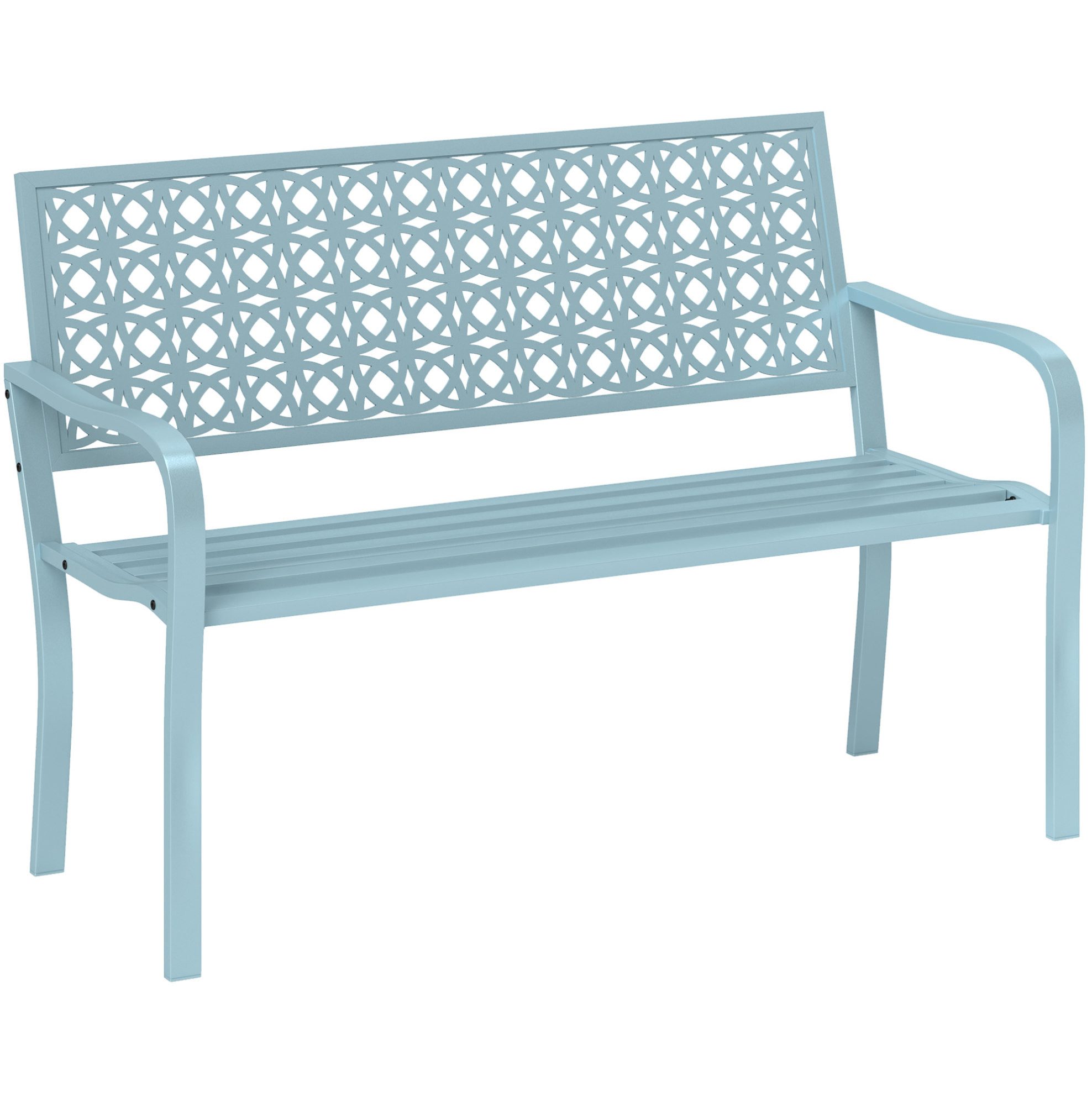 REDOM Gartenbank Balkonbank Gartenbank 2-Sitzer Blau 240 kg 127x63x85 cm (Packung, 1-St., Parkbank wetterfest für Balkon Terrasse und Gartenbereich), Gartenmöbel Sitzbank mit Armlehnen und Rückenlehne