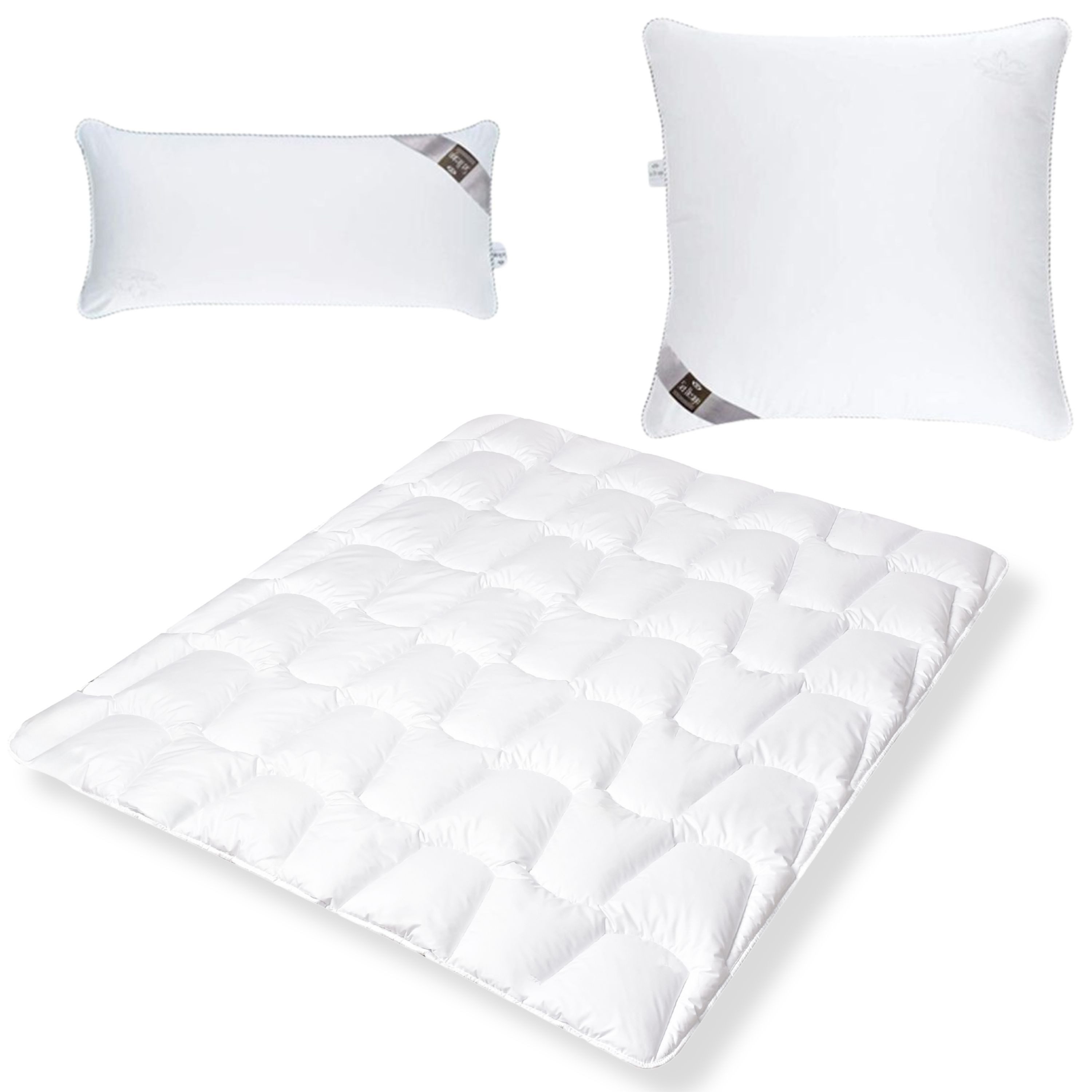 SEI Design Microfaserbettdecke SWAN deLuxe Winterset Decke135x200 + Kissen 80x80 + Nackenkissen 40x80, Füllung: Mikrofaser daunenähnliches Gefühl, Bezug: 100% Baumwolle, 40x80