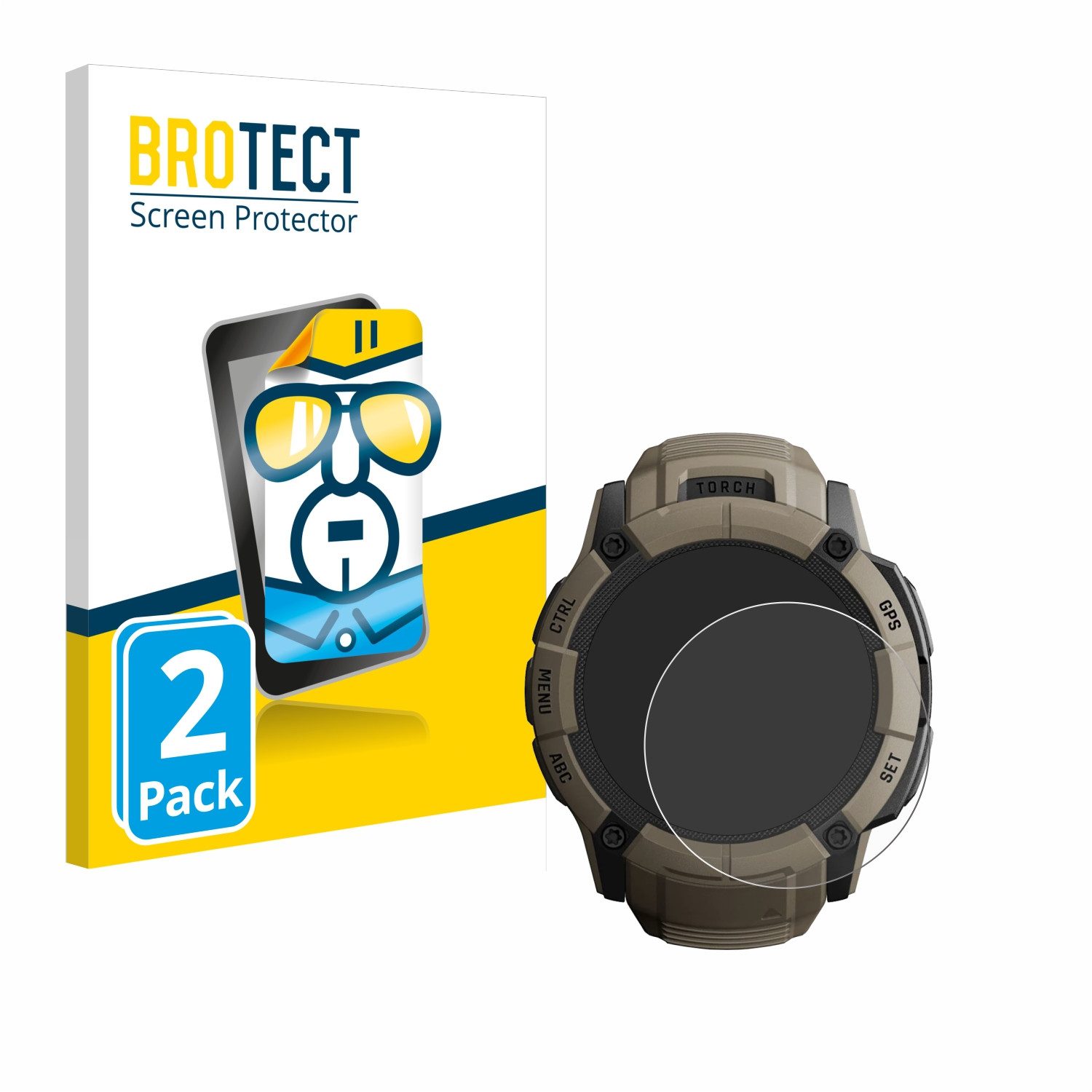 BROTECT Displayschutzfolie Schutzfolie für Garmin Instinct 2X Solar Tactical Edition, 2 Stück, Displayschutz Schutz Folie Klar Transparent