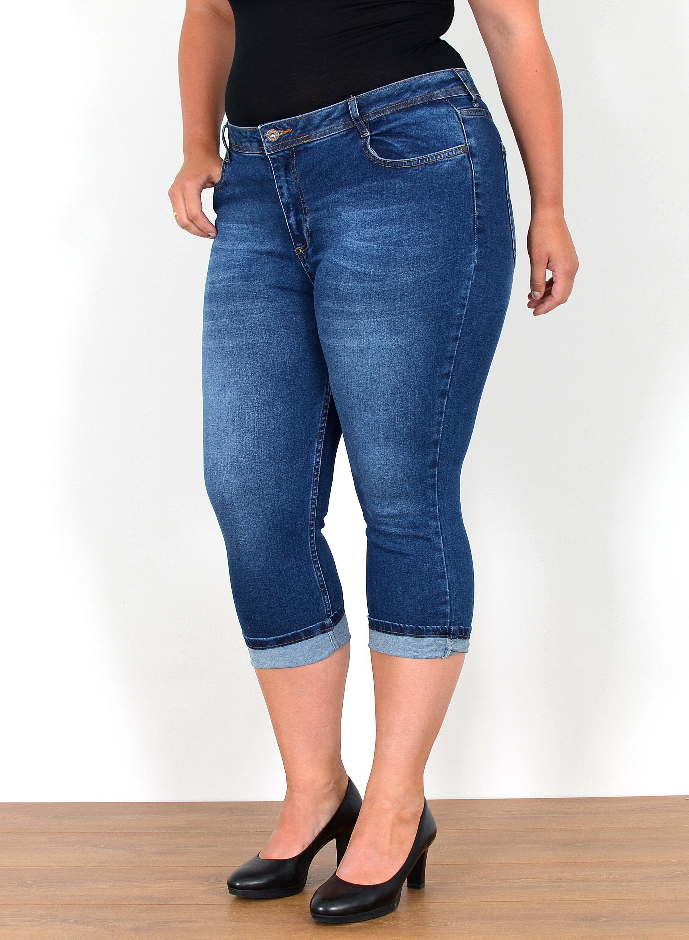 Caprijeans Capri Jeans Damen High Waist Hose 3 4 Jeans Damen Sommer bis Übergröße