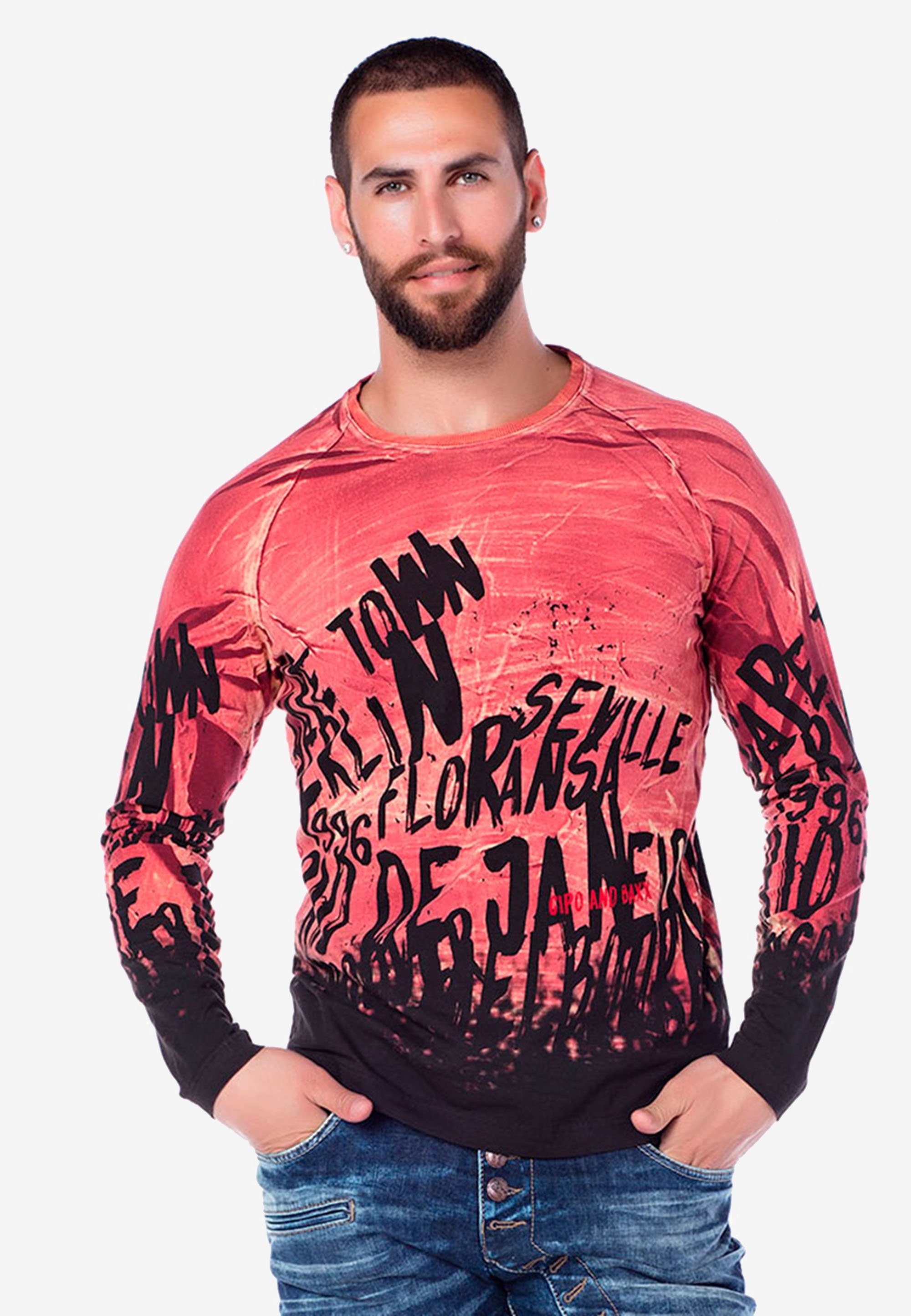 Cipo & Baxx Sweatshirt mit coolen Prints, Stylisches Sweatshirt von