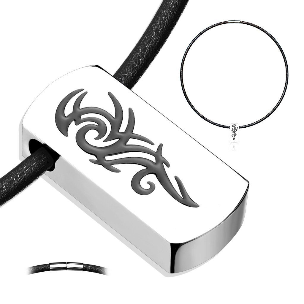 Necklace Ketten-Set Halskette mit Edelstahl-Anhänger Halskette silbernem schwarz Unisex BUNGSA (1-tlg),