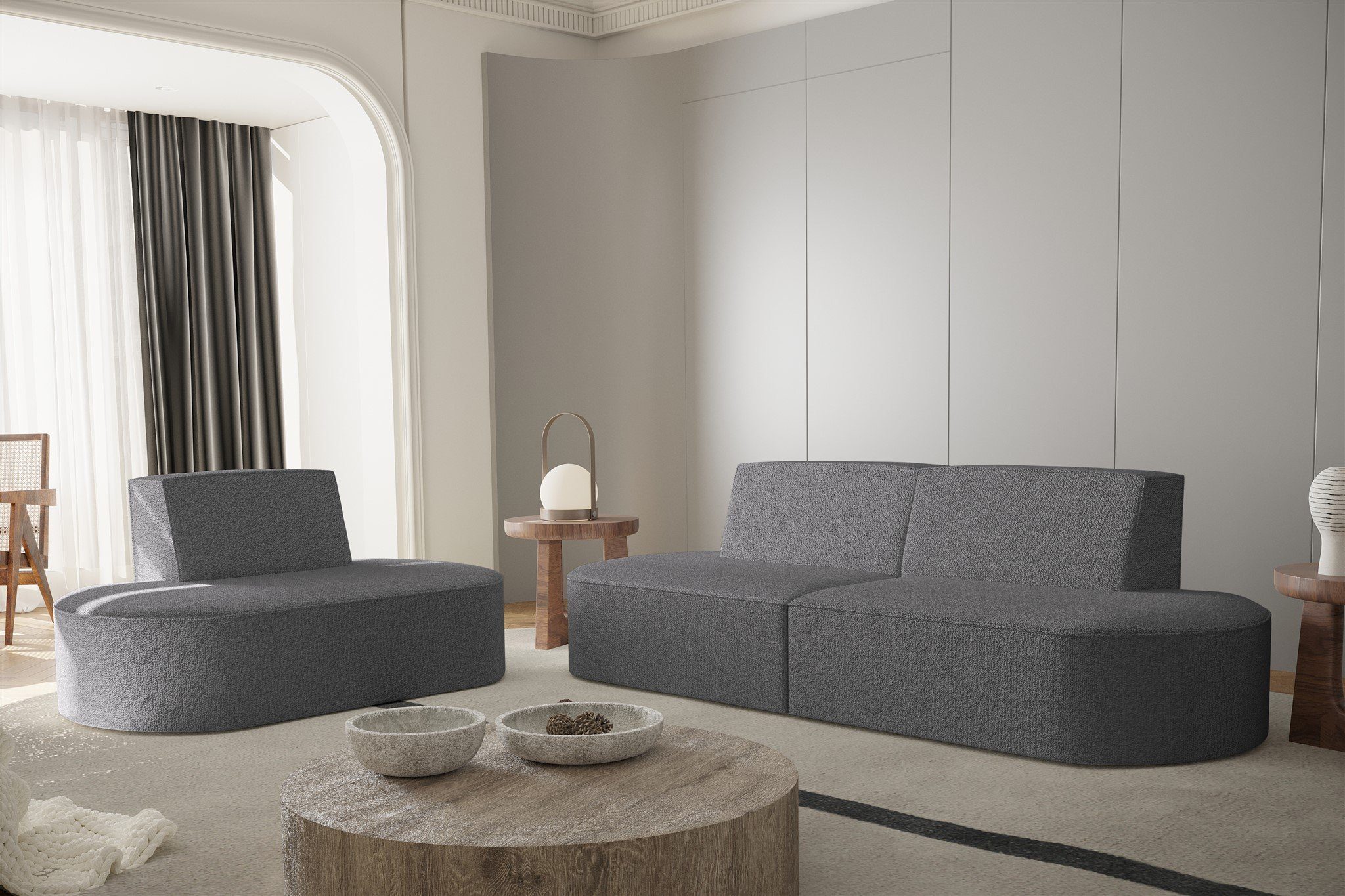 Fun Möbel Sofa 2-Sitzer in Sofa Designersofa Stoff MILOT