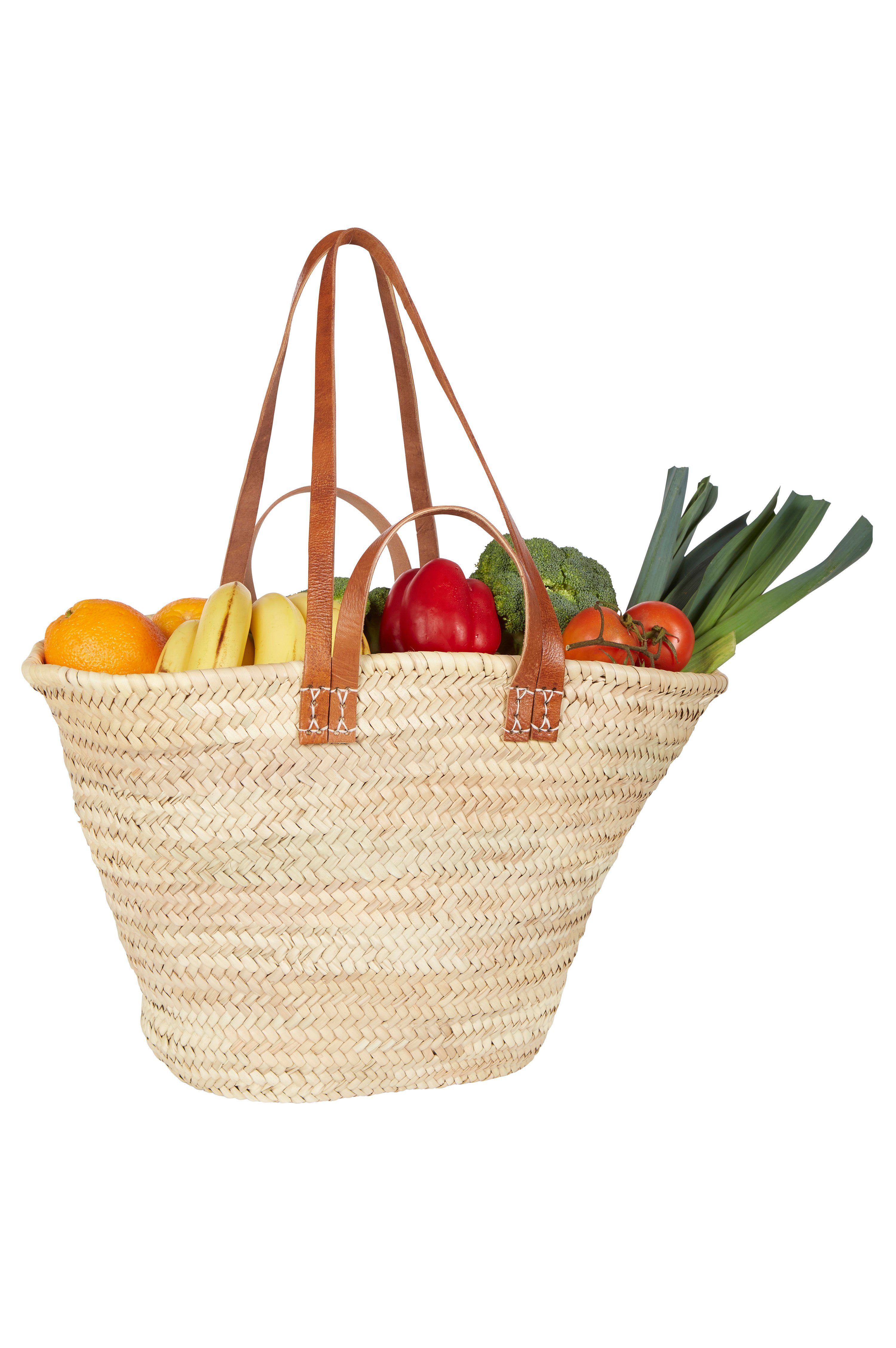 Marrakesch Orient & Mediterran Interior Korbtasche Cabas tressé Palmera, palmier Doum naturel et anses en cuir, 50 cm (1-tlg), Handarbeit – Bild 5 von 5
