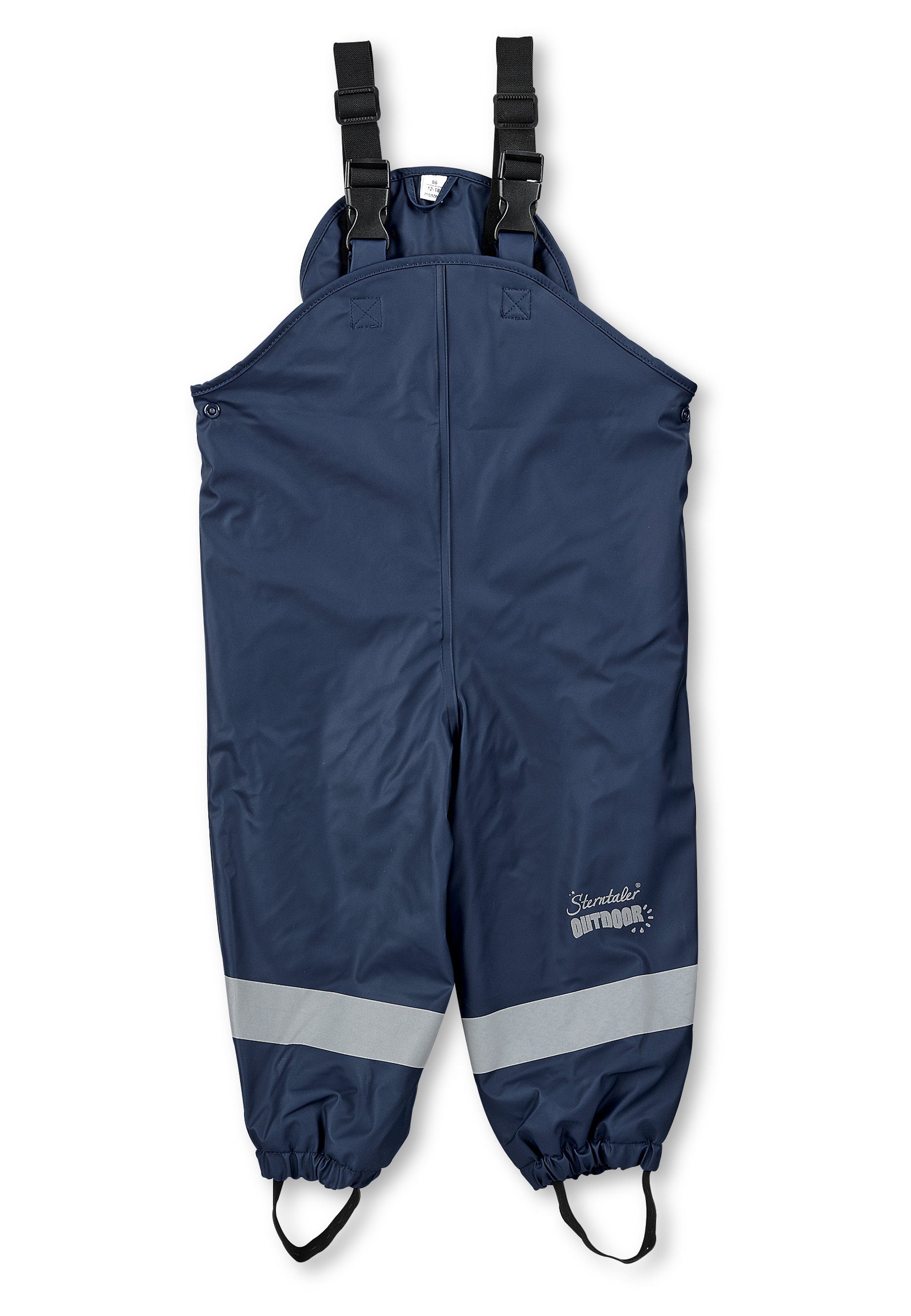 Motiven) Regenträgerhose Matschlatzhose Regenträgerhose Regenhose marine mit mit süßen (1-tlg., Druckknöpfen, Trägern verstellbaren Sterntaler® Regenhose Matschhose gefüttert mit Wasserdicht,