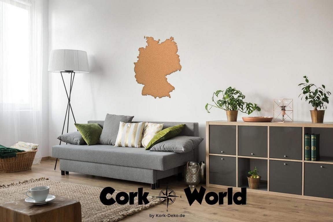Kork-Deko.de Wanddekoobjekt Corkworld Deutschland aus Presskork mit Klebefolie als Wanddeko