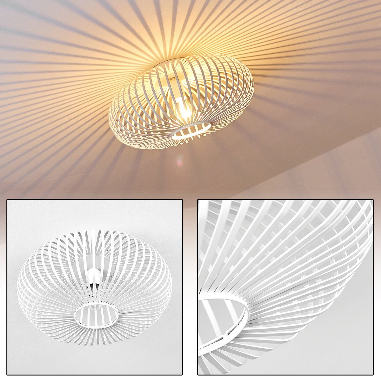 hofstein Deckenleuchte »Devin« runde Deckenlampe Decke mit E27, tollen Lichteffekten ohne an Leuchte in der aus Weiß, Metall Leuchtmittel