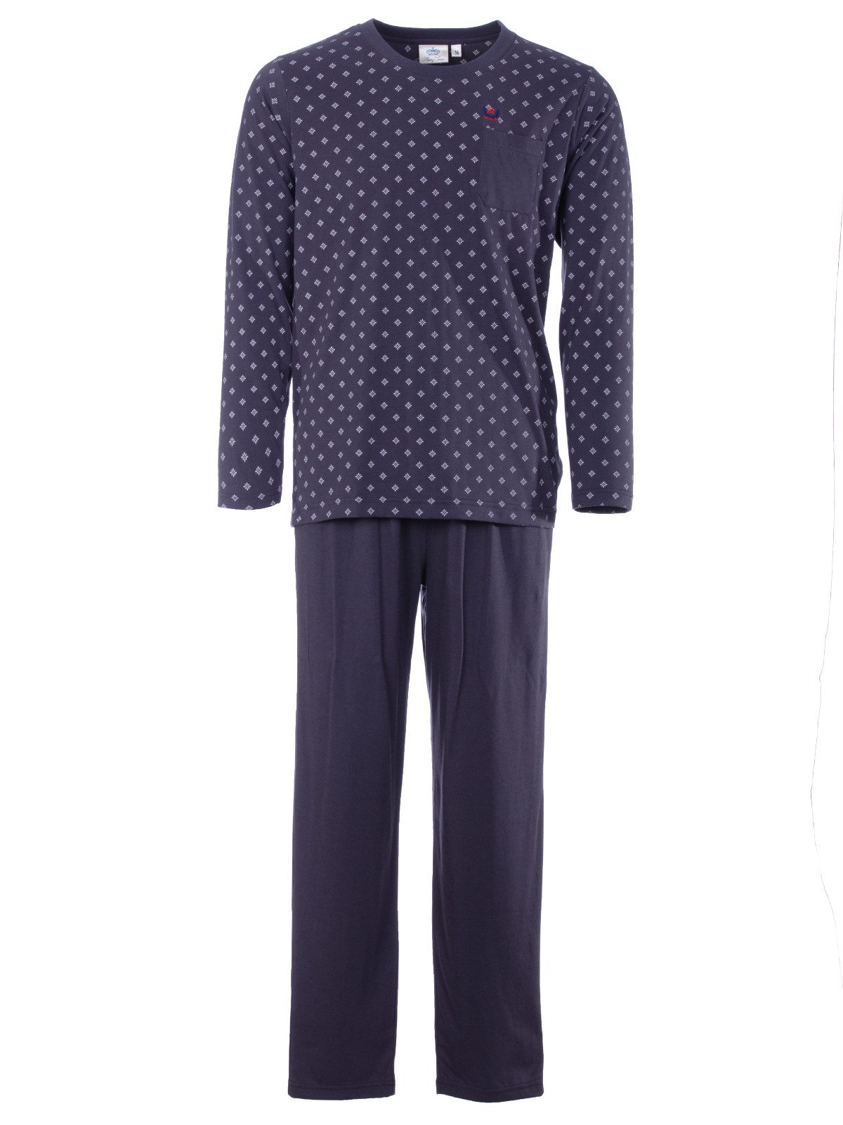 Henry Terre Pyjama Pyjama Set Langarm - Carlo mit Raute & unifarbener Hose günstig online kaufen