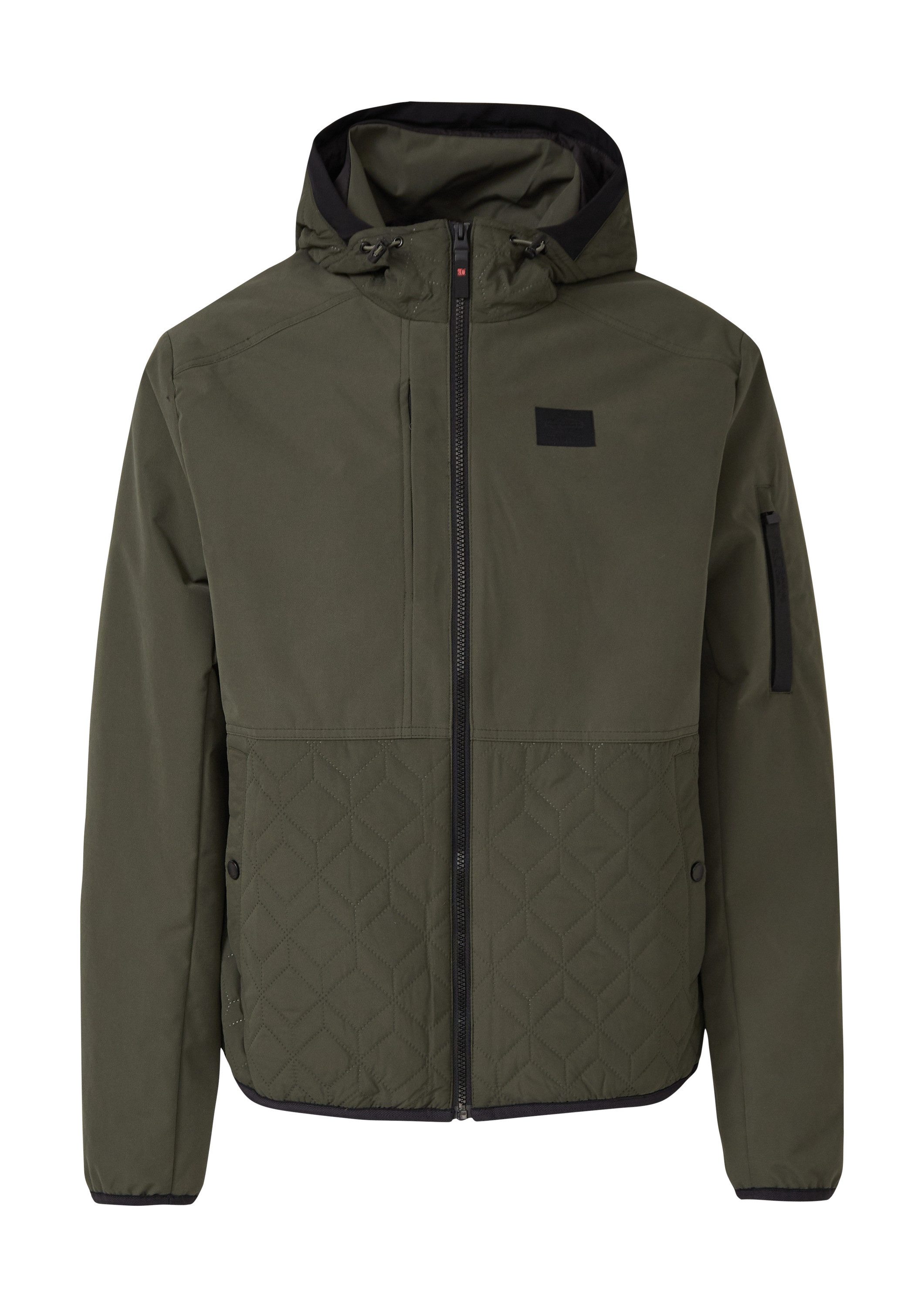 s.Oliver Funktionsjacke Outdoor-Jacke Sportive Jacke im Fabricmix mit verstellbarer Kapuze
