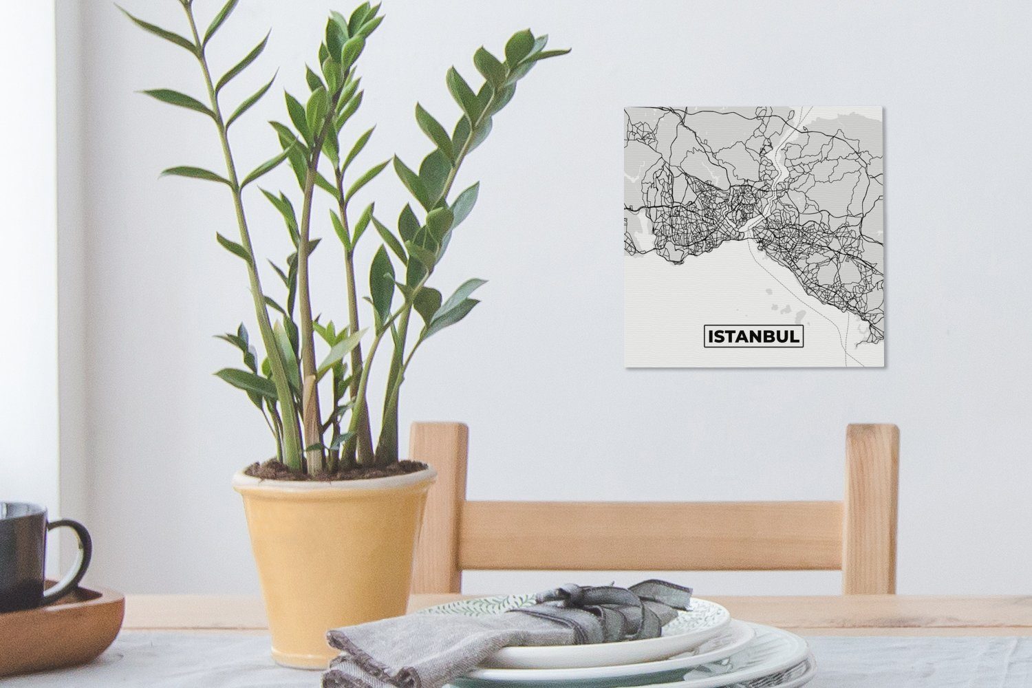 (1 Schlafzimmer Karte für Bilder - St), Istanbul - Leinwand Schwarz-weiß Karte, Wohnzimmer OneMillionCanvasses® Leinwandbild - Stadtplan -