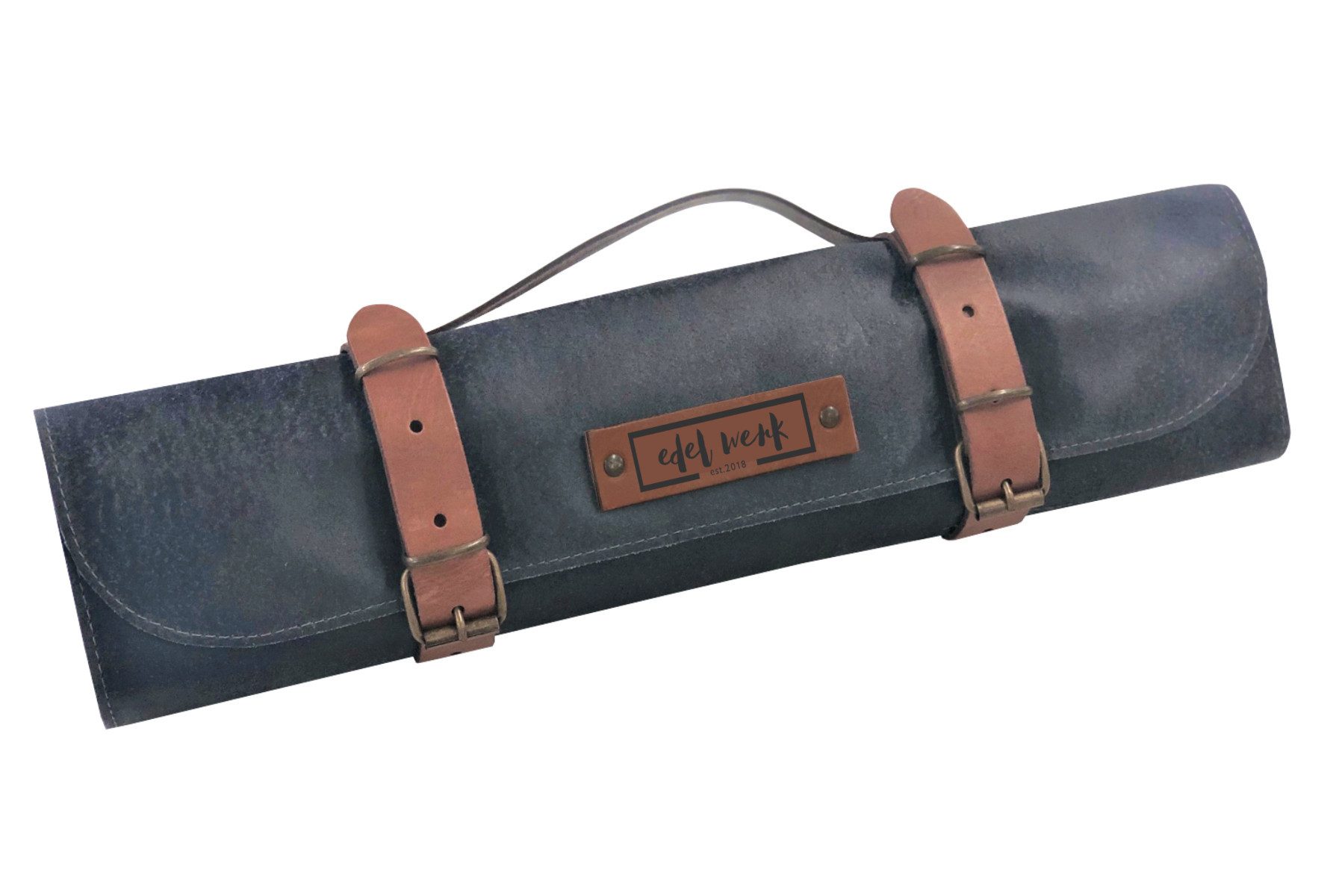 Crafted Leather & Lifestyle Messertasche Leder Messertasche zur Aufbewahrung von 7 Messern-Schwarz