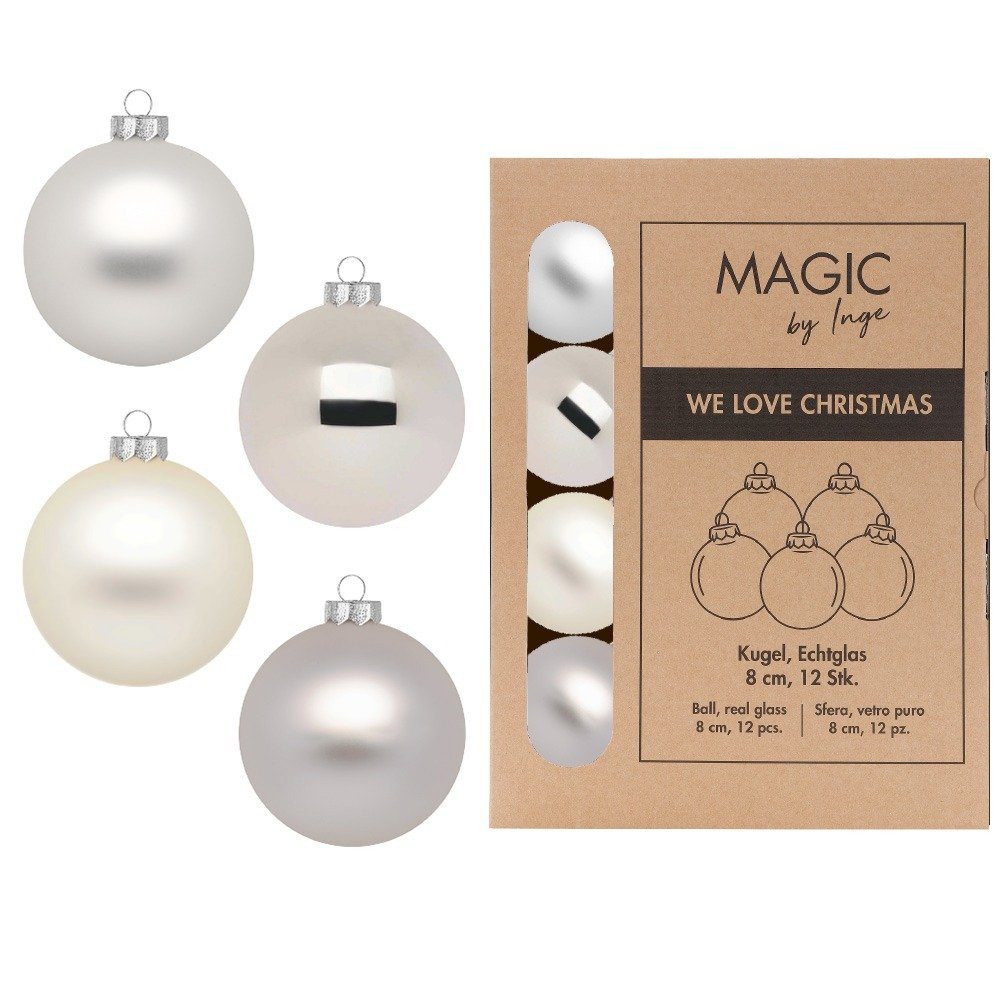MAGIC by Inge Christbaumschmuck, Weihnachtskugeln Glas 8cm 12 Stück