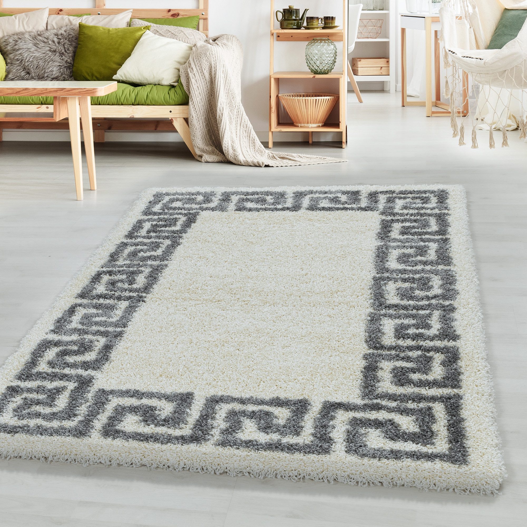 SIMPEX24 Teppich Mäander Design, Rund, Höhe: günstig online kaufen