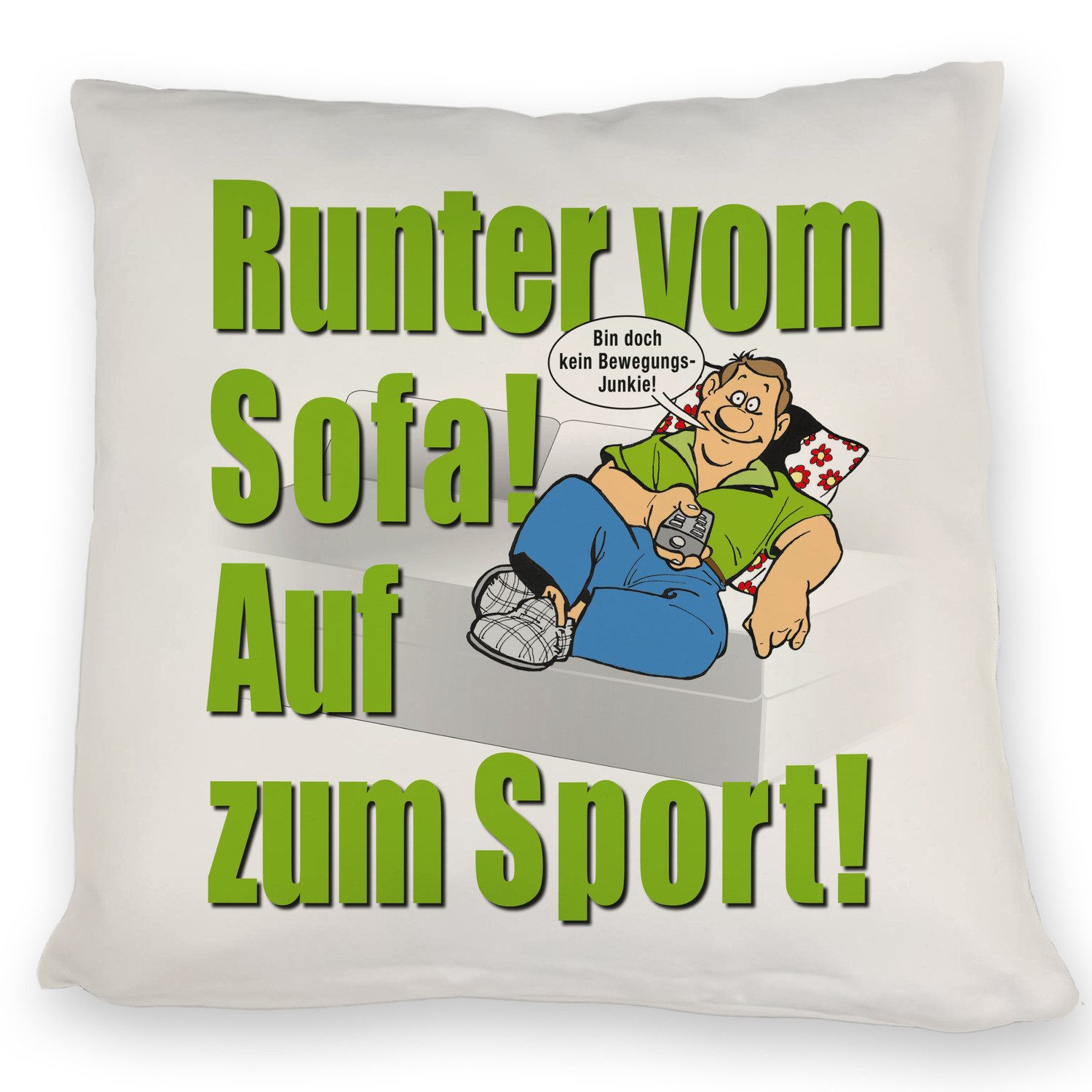 speecheese Dekokissen Auf zum Sport! Motivations Kissen mit Text in grün und Spruch