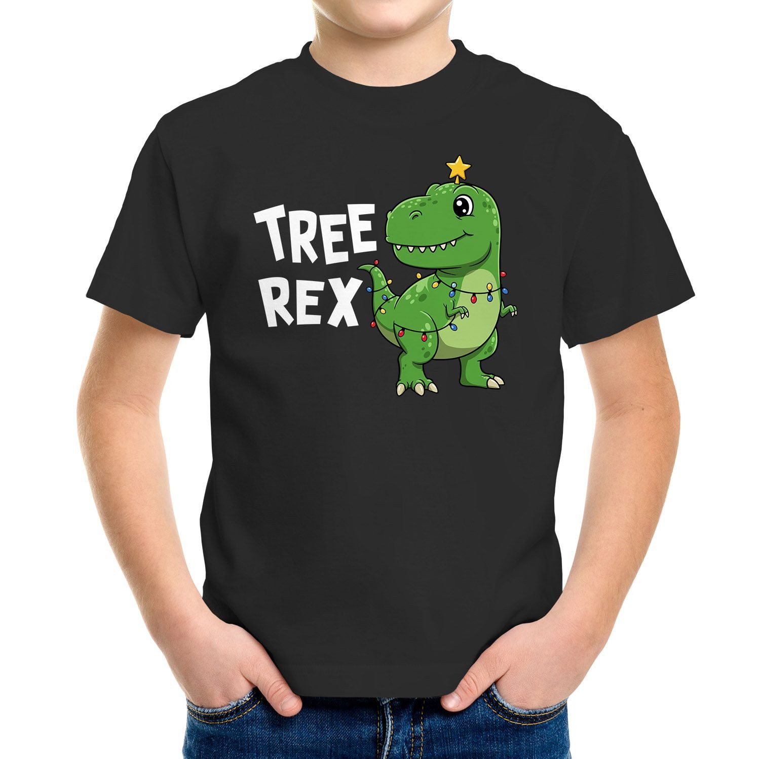 Print-Shirt Kinder T-Shirt Weihnachten Dinoasaurier Tree Rex XMAS Outfit