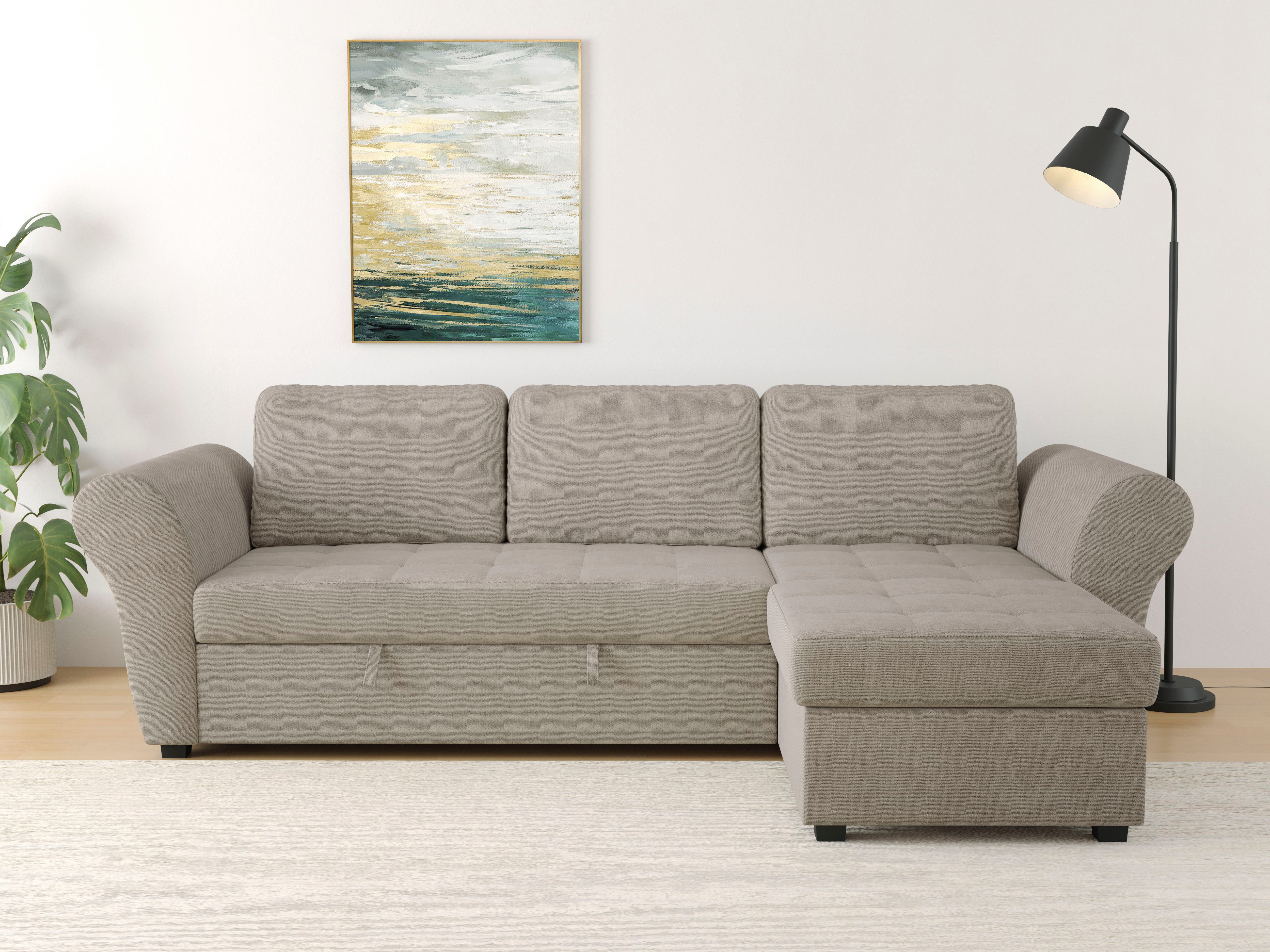 OTTO home Ecksofa Lasse L-Form, B: 259 cm, mit Schlaffunktion & Bettkasten