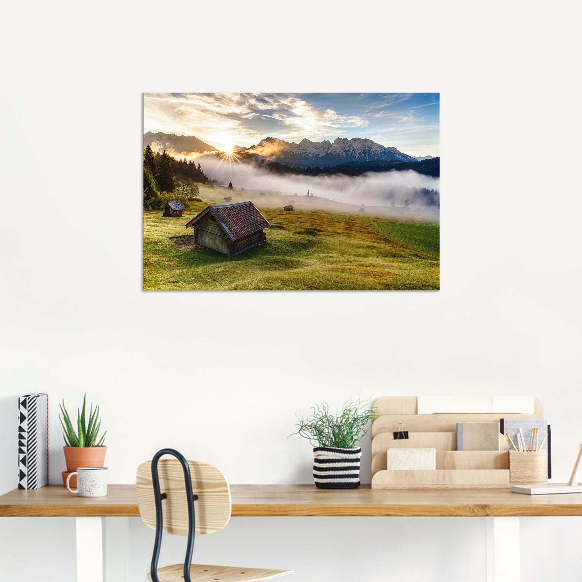 & oder St), Wandaufkleber Alubild, Leinwandbild, Bayern, Herbst in Alpenbilder Artland in versch. als Berge Größen naturfarben Poster (1 Wandbild