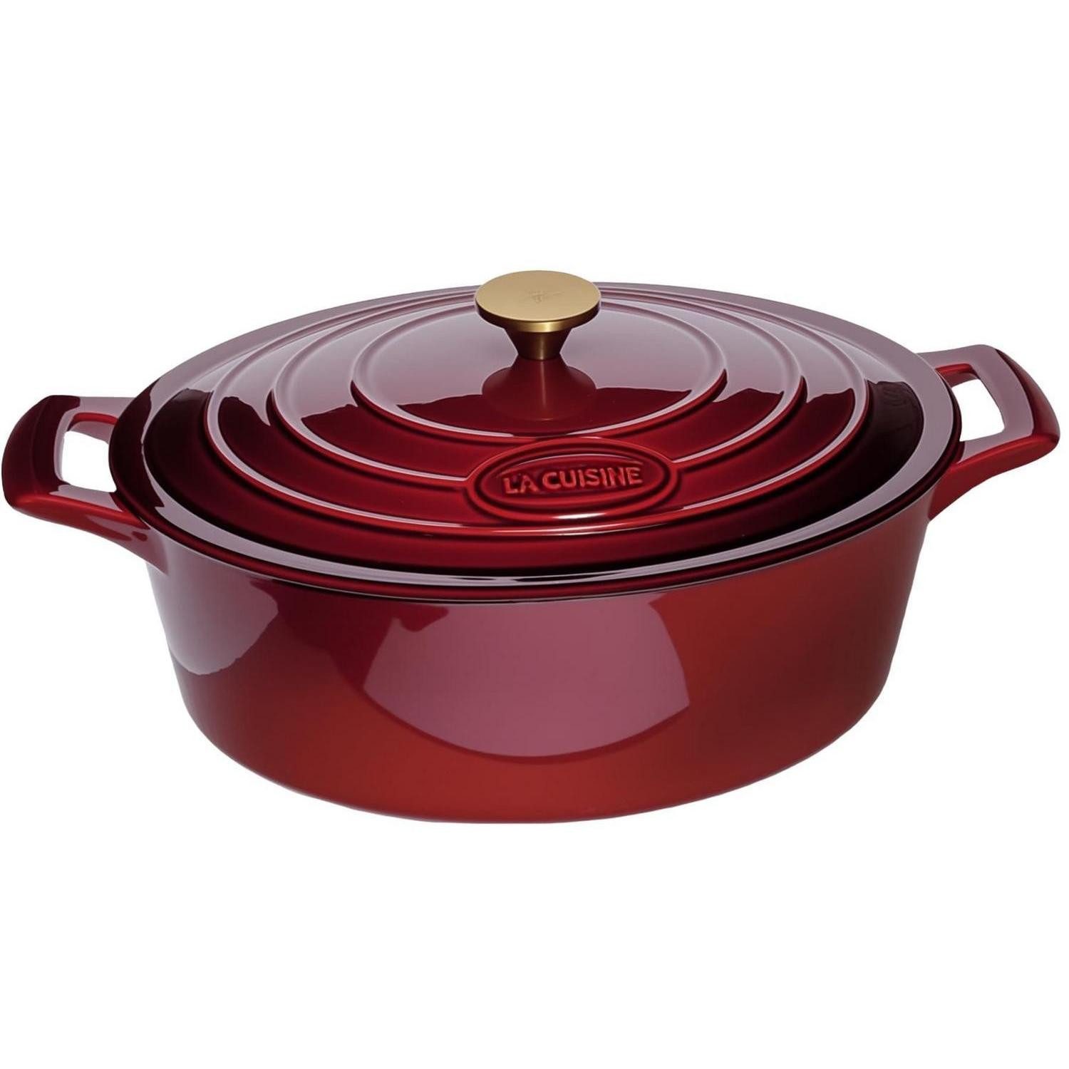 LuxusKollektion Schmortopf Schmortopf Oval Gusseisen 5L Cranberry Rot