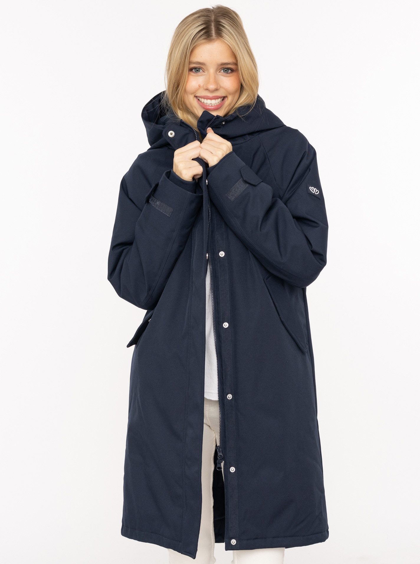 Zwillingsherz Kurzmantel "Keep Smiling" Kapuze, verdeckter Reißverschluss günstig online kaufen