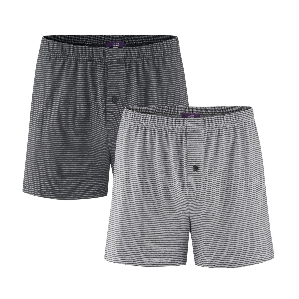 LIVING CRAFTS und Grey/Anthra Seitennähte Boxershorts Melange Stone weitem Bein BEN Lockerer Schnitt mit ohne