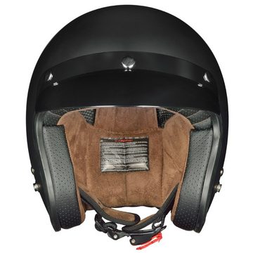 rueger-helmets Motorradhelm RC-583 Jethelm Motorradhelm Chopper Jet Motorrad Roller Bobber Helm ruegerRC-583 Matt Black M