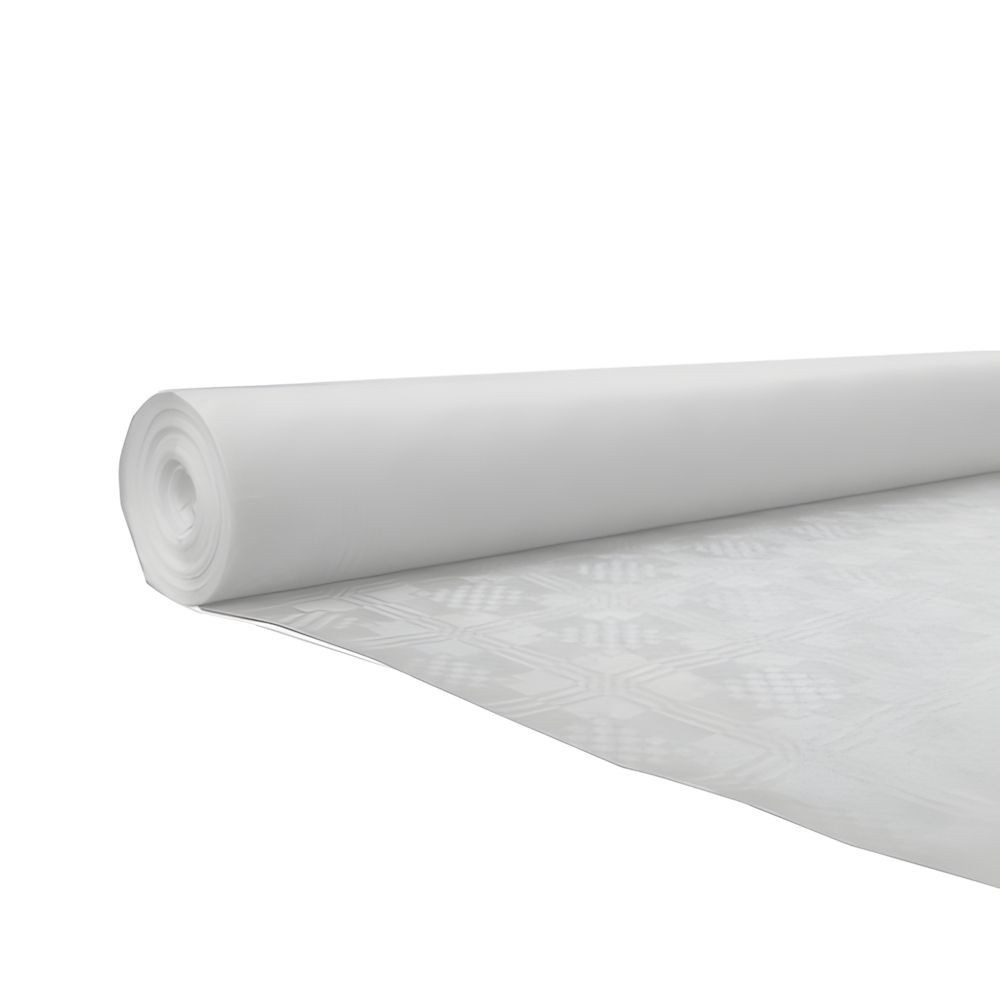tradingbay24 Tischdecke Papiertischtuch mit Damastprägung 50 m x 1,2 m weiss
